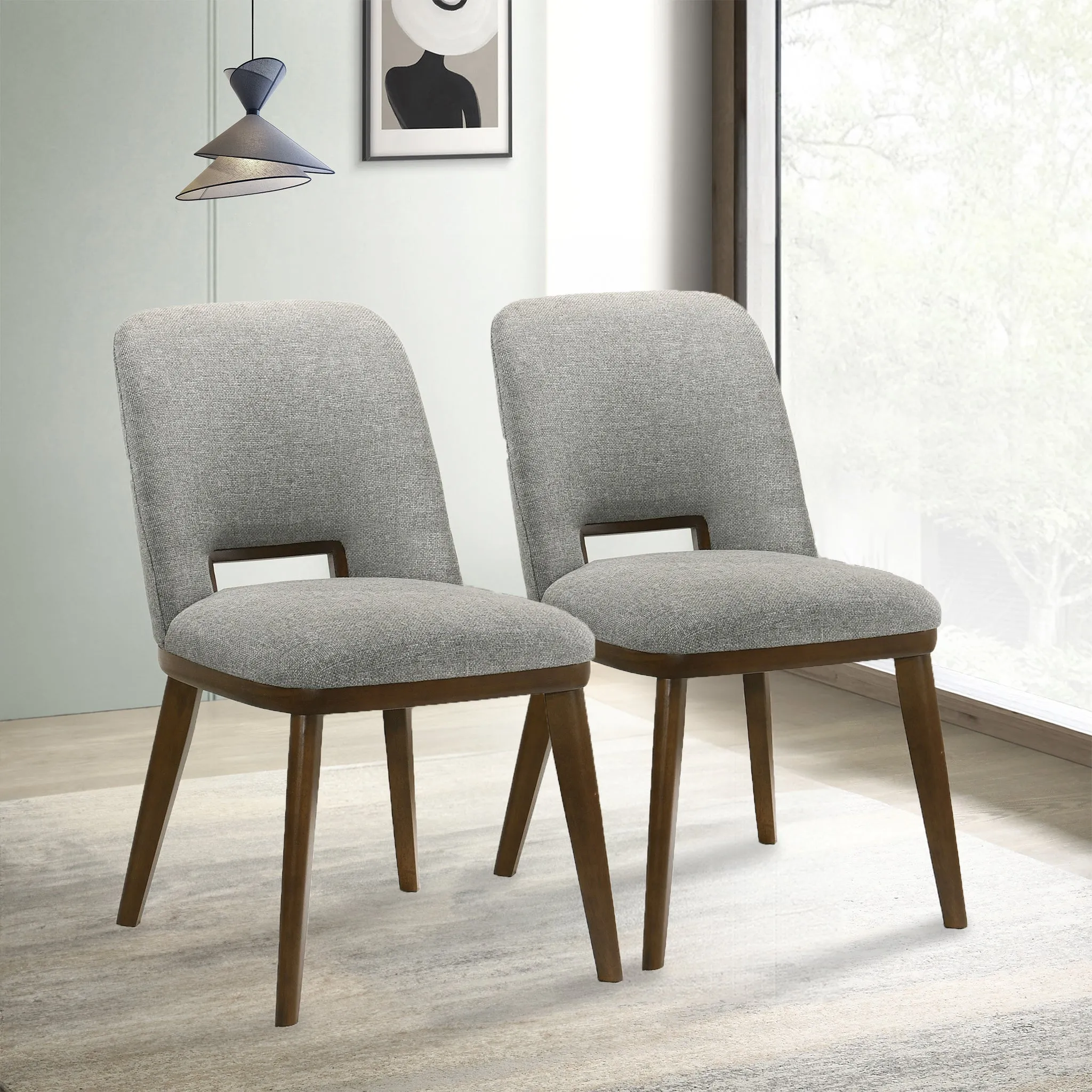 Mid-Century Modern Upholstered Wood Dining Chairs