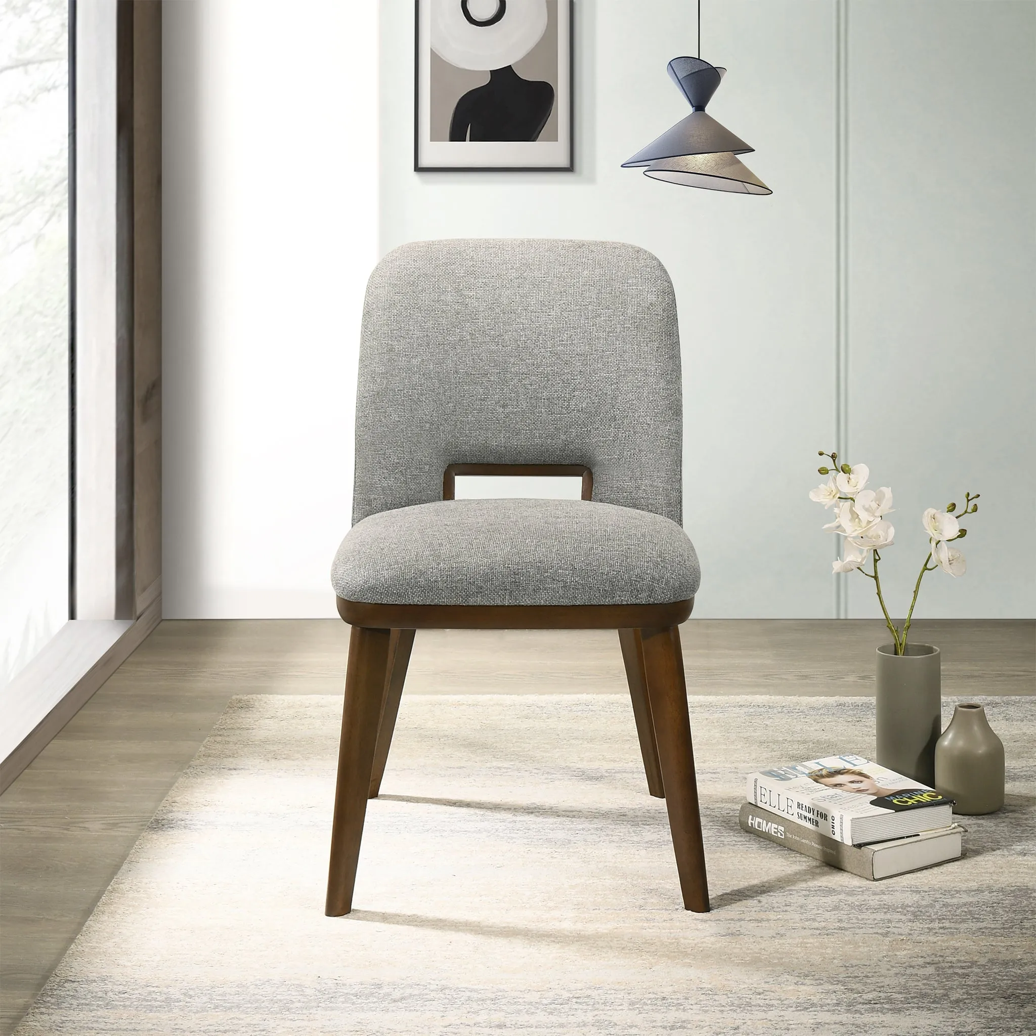 Mid-Century Modern Upholstered Wood Dining Chairs