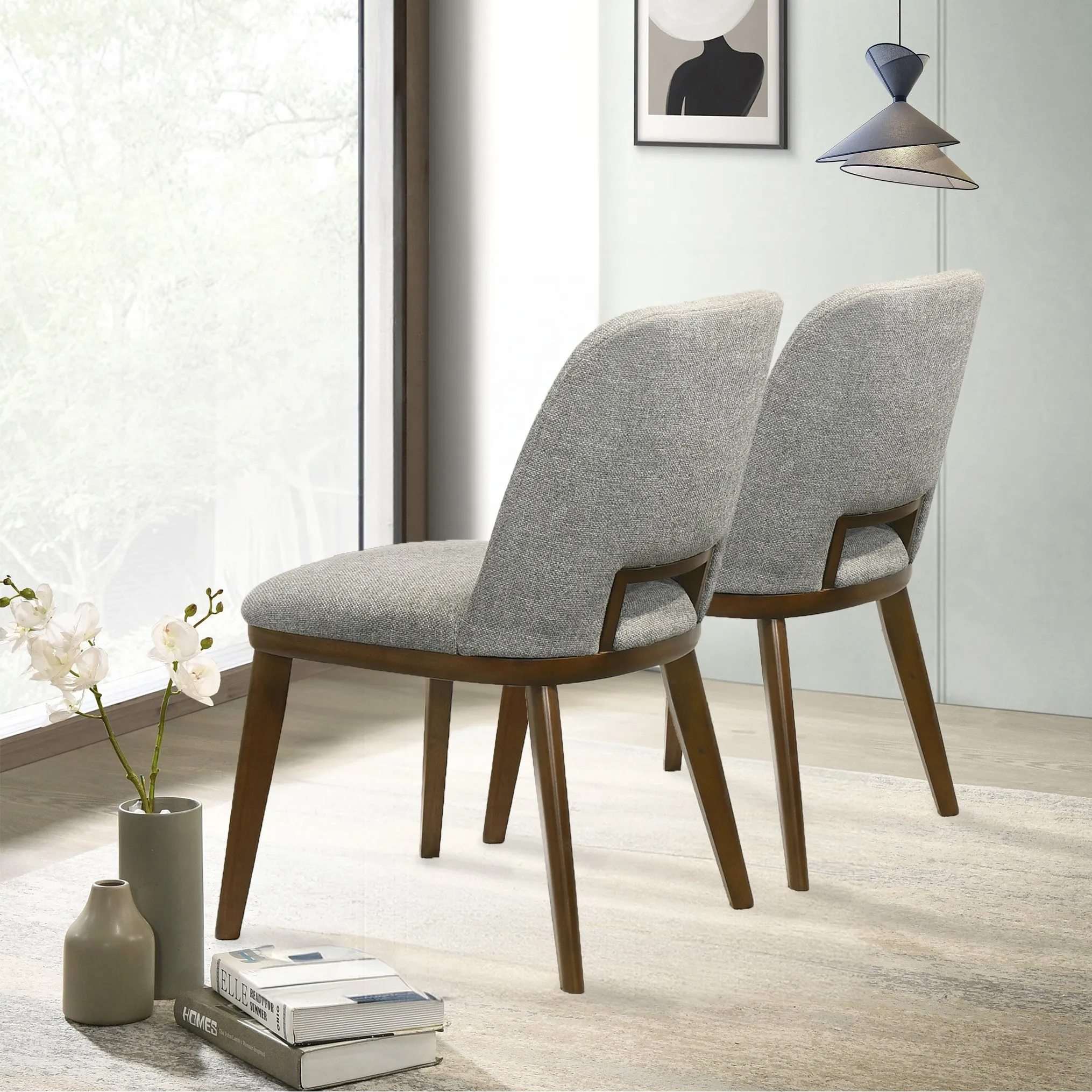Mid-Century Modern Upholstered Wood Dining Chairs