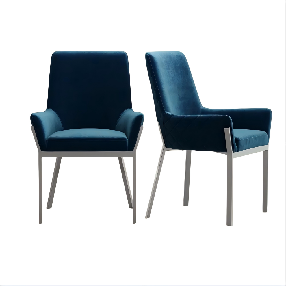 Contemporary Blue Velvet Dining Chairs