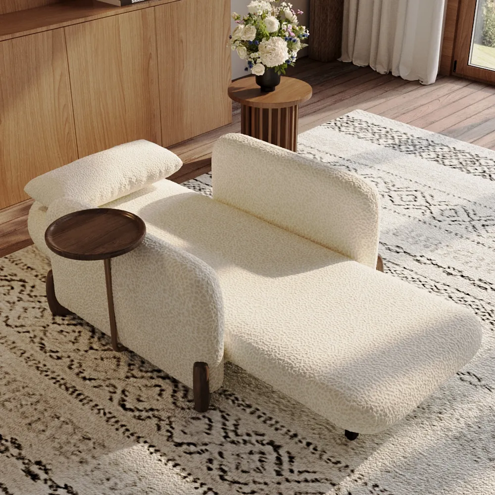 Convertible Sofa Bed with Manual Recliner & Side Tray Convertible Sofa Bed with Manual Recliner & Side Tray