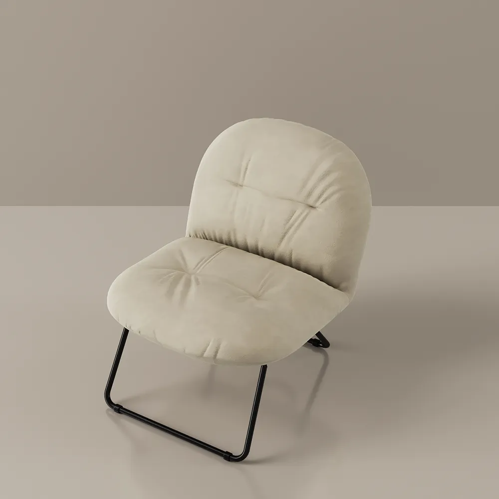 Beige Velvet Adjustable Height Folding Chair with Steel Frame Beige Velvet Adjustable Height Folding Chair with Steel Frame