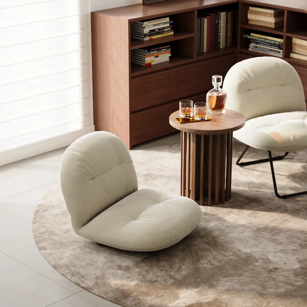Beige Velvet Adjustable Height Folding Chair with Steel Frame Beige Velvet Adjustable Height Folding Chair with Steel Frame