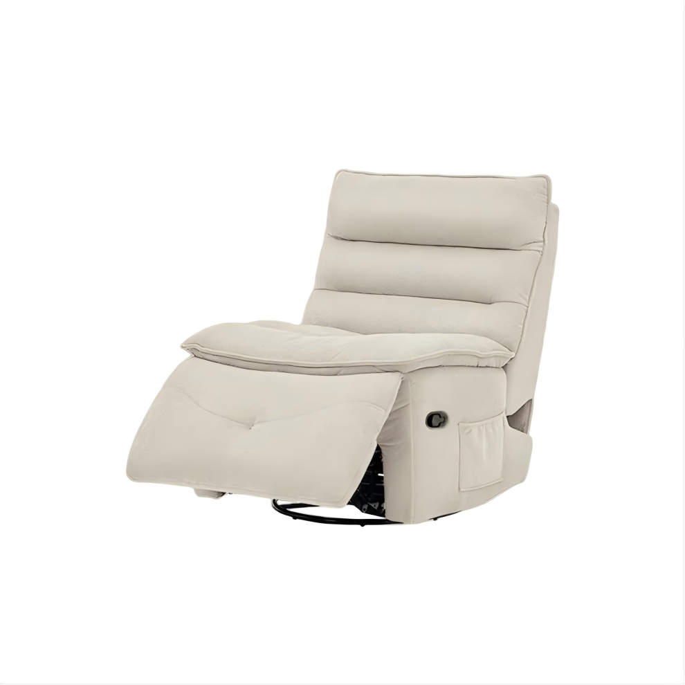 Modern Beige Armless Swivel Rocking Recliner