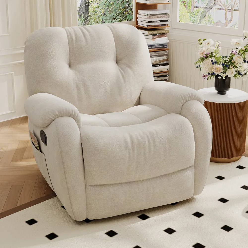 Plush Upholstered Swivel Rocker Recliner