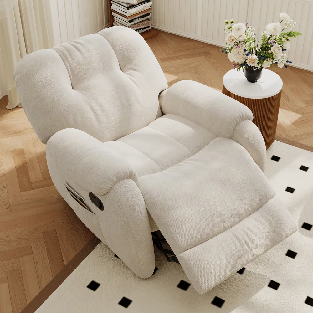 Plush Upholstered Swivel Rocker Recliner Plush Upholstered Swivel Rocker Recliner