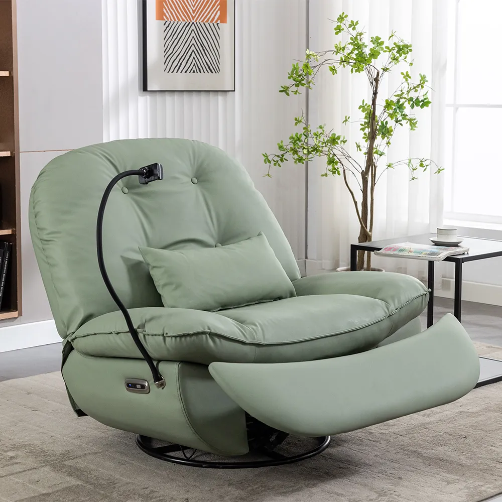 Power Recliner Lounge Swivel Chair with Waist Pillow