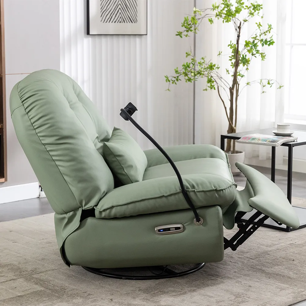 Power Recliner Lounge Swivel Chair with Waist Pillow