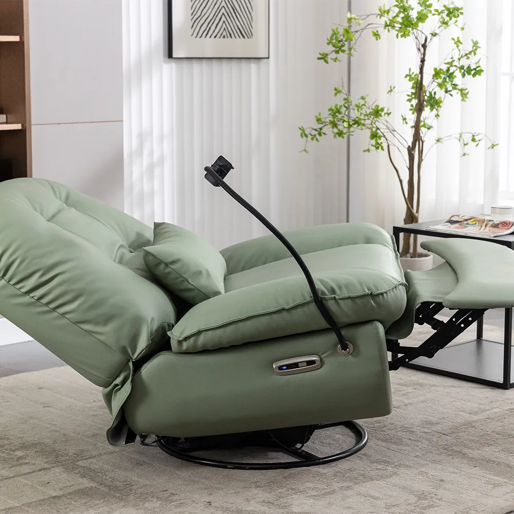 Power Recliner Lounge Swivel Chair with Waist Pillow