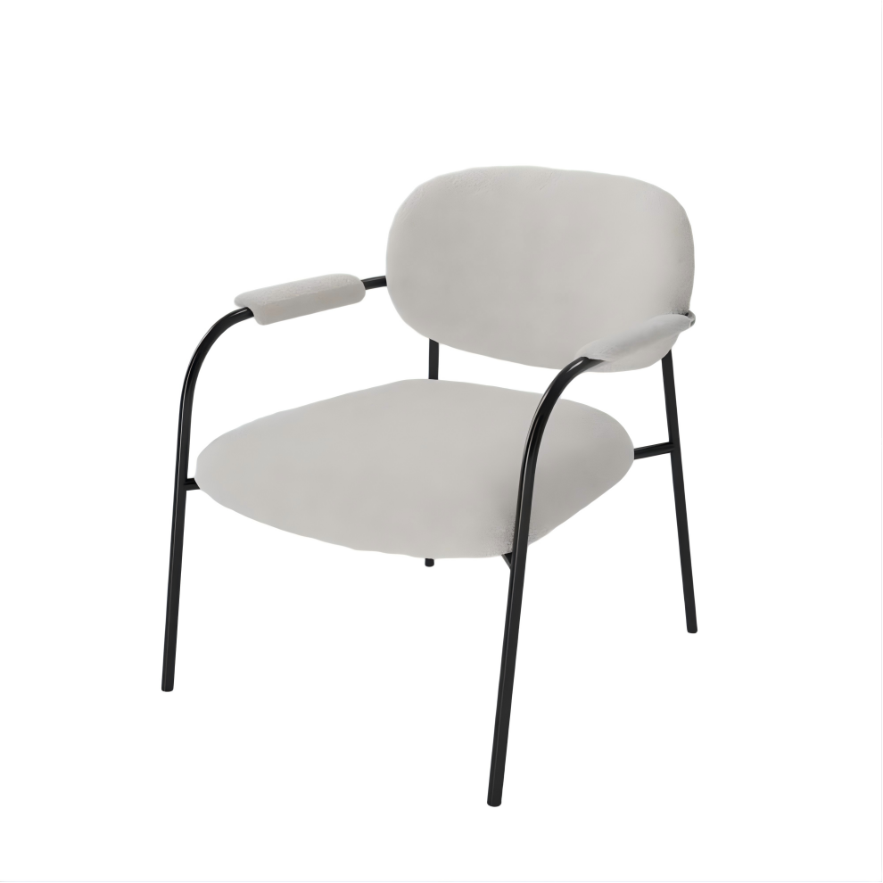 Modern Beige Velvet Lounge Chair