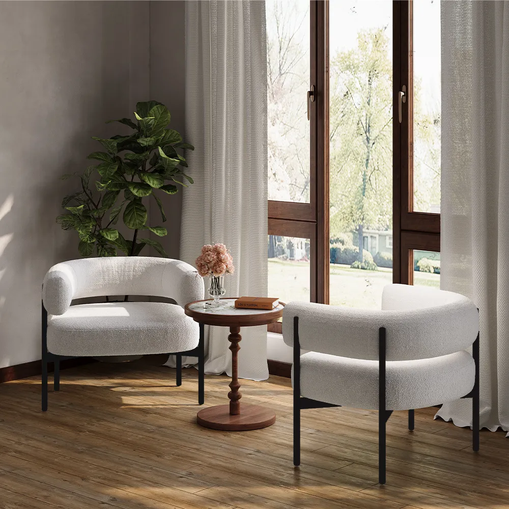 31.1 x Modern Beige Sherpa Lounge Chairx 25.98 inch
