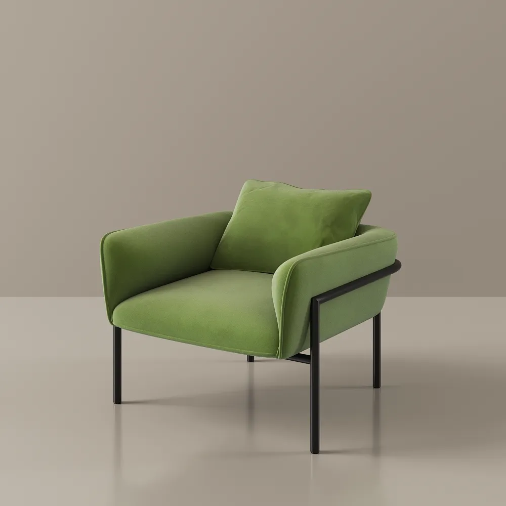 Modern Green Accent Chair with Lumbar Support