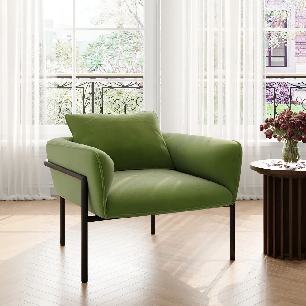 Modern Green Accent Chair with Lumbar Support