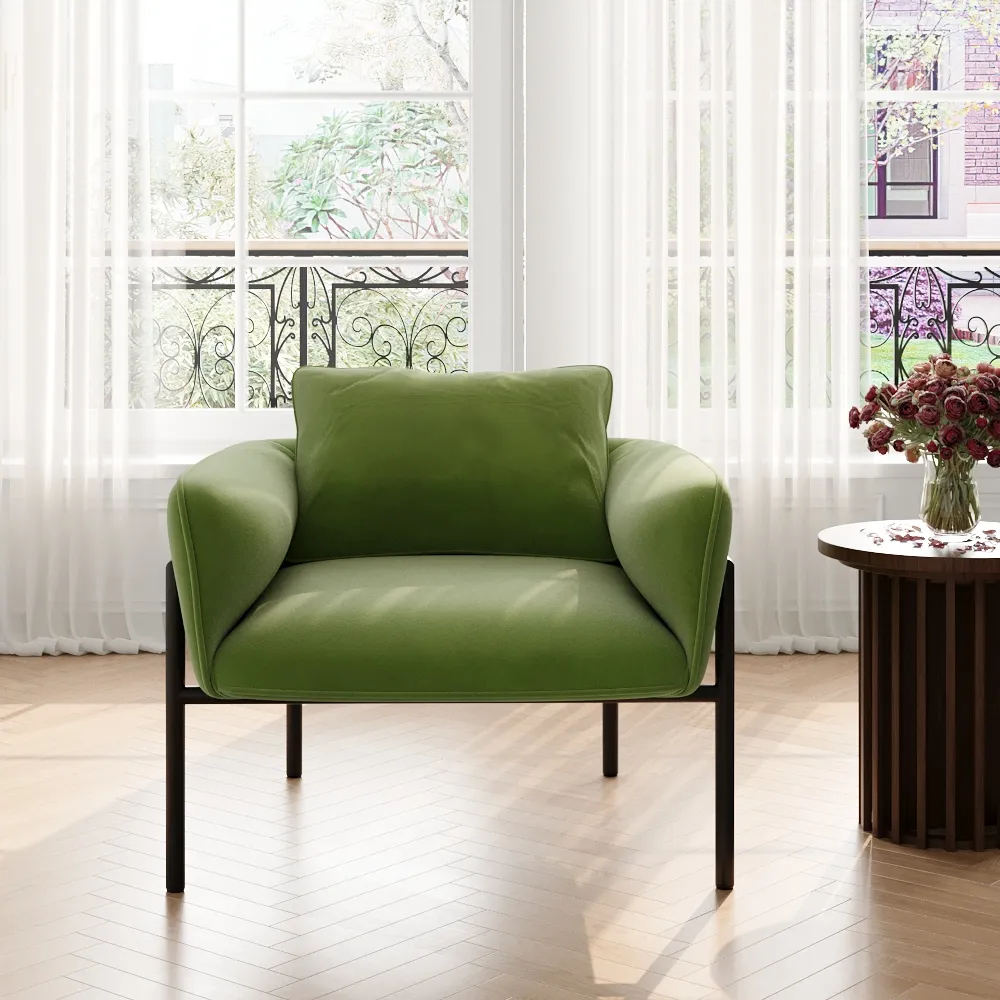 Modern Green Accent Chair with Lumbar Support