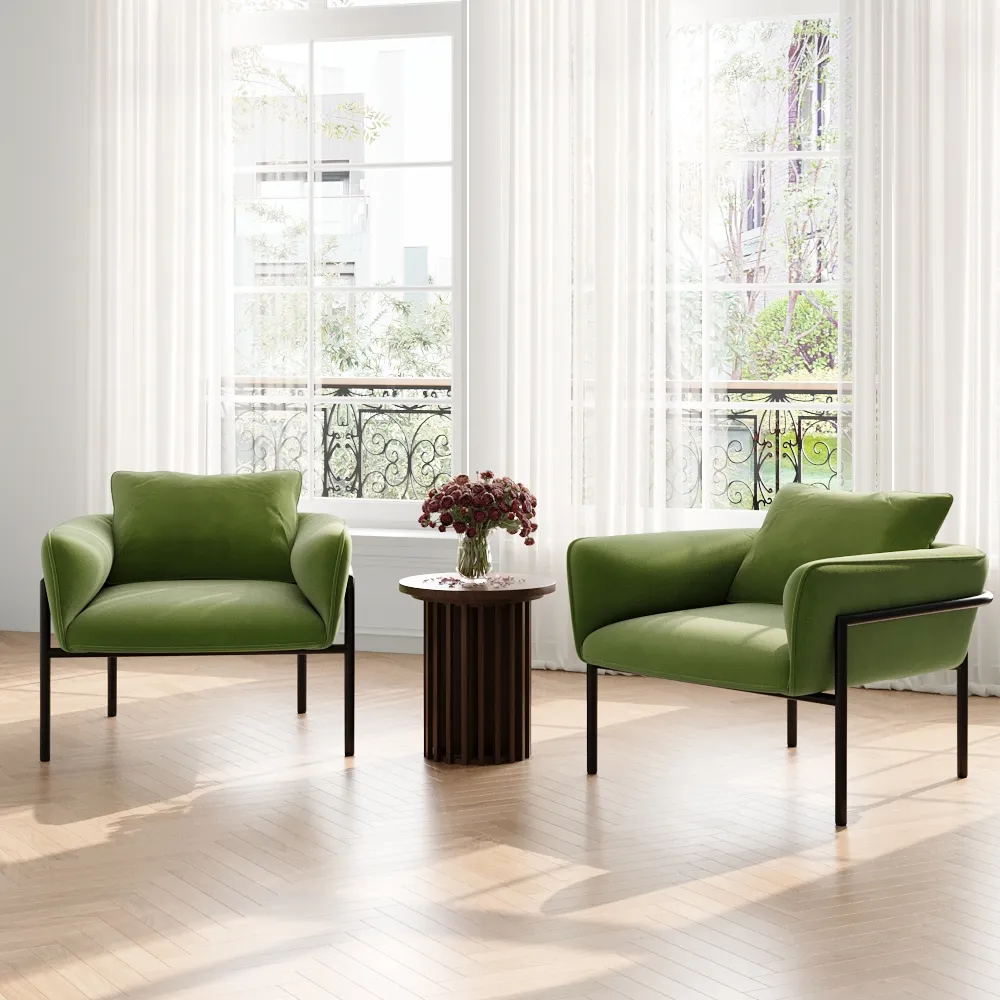 Modern Green Accent Chair with Lumbar Support
