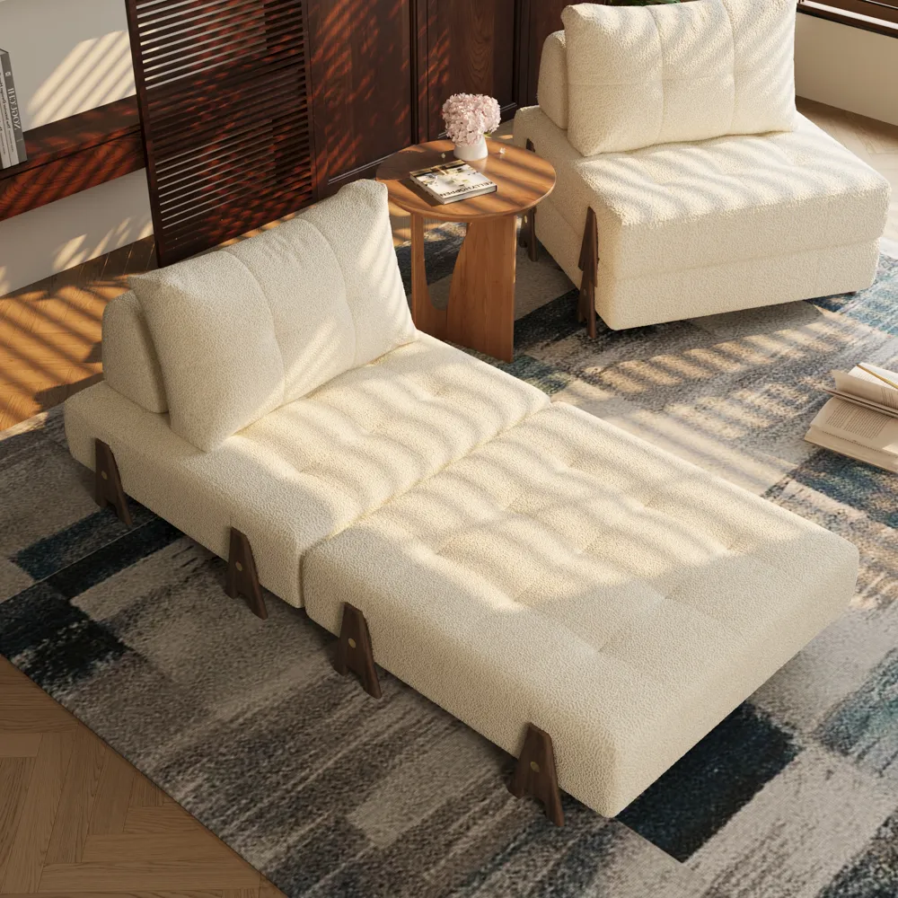 Mid-Century Modern Sofa Bed with Adjustable Backrest