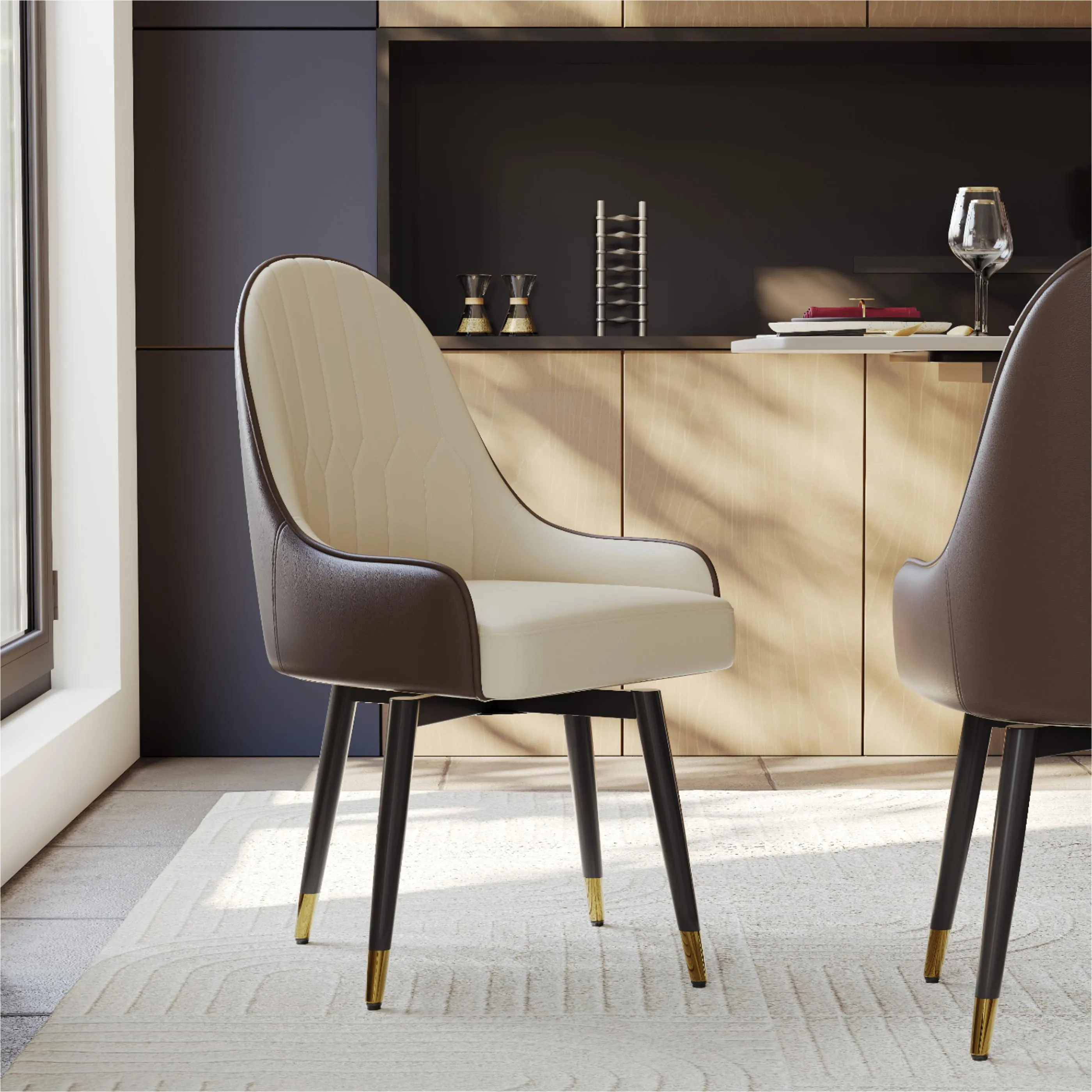 Modern Upholstered Swivel Dining Chairs