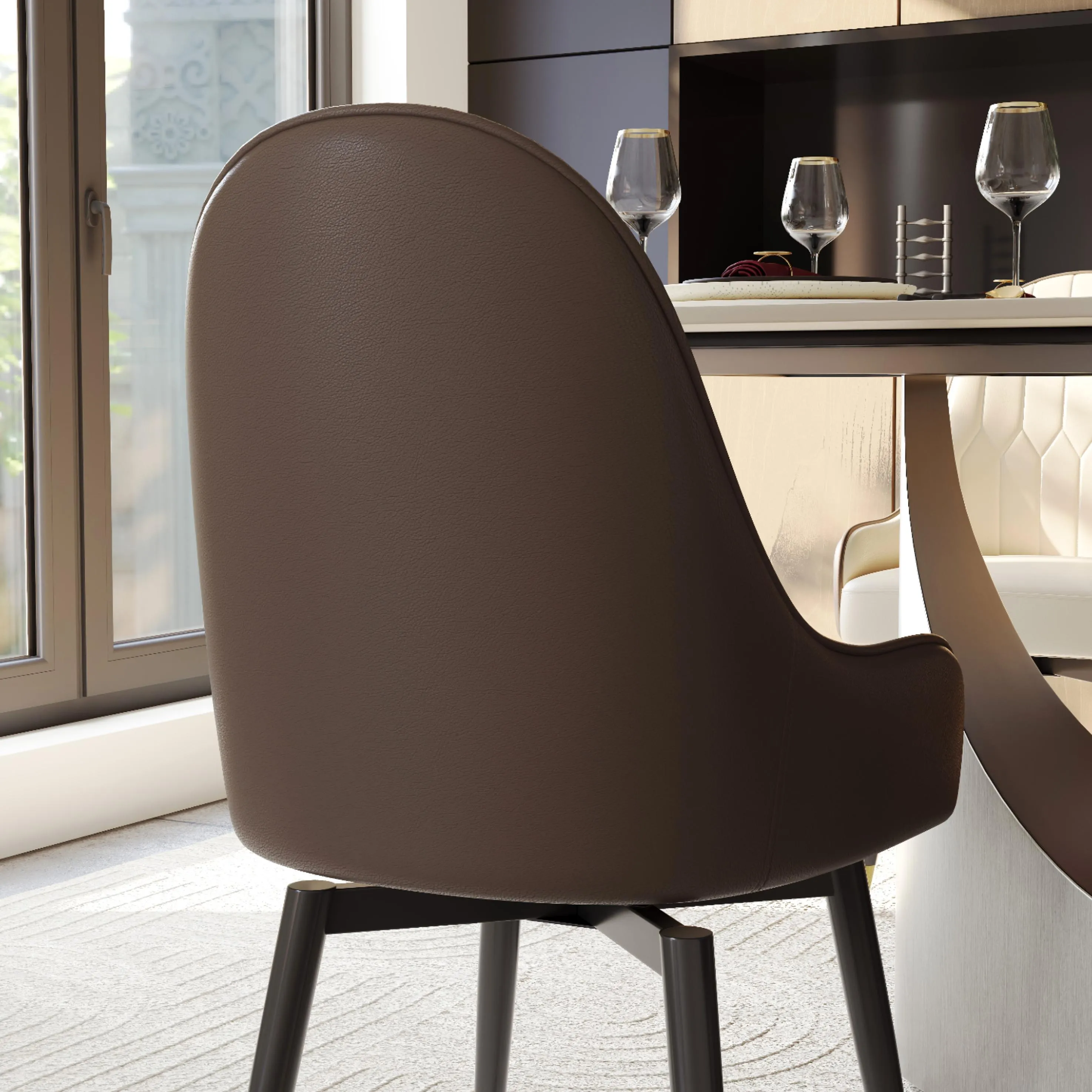 Modern Upholstered Swivel Dining Chairs