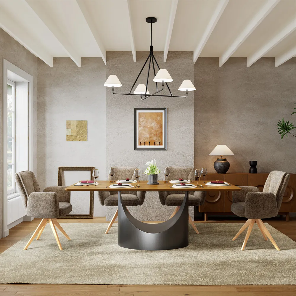 Mid-Century Modern Upholstered Swivel Wood Dining Chairs Mid-Century Modern Upholstered Swivel Wood Dining Chairs