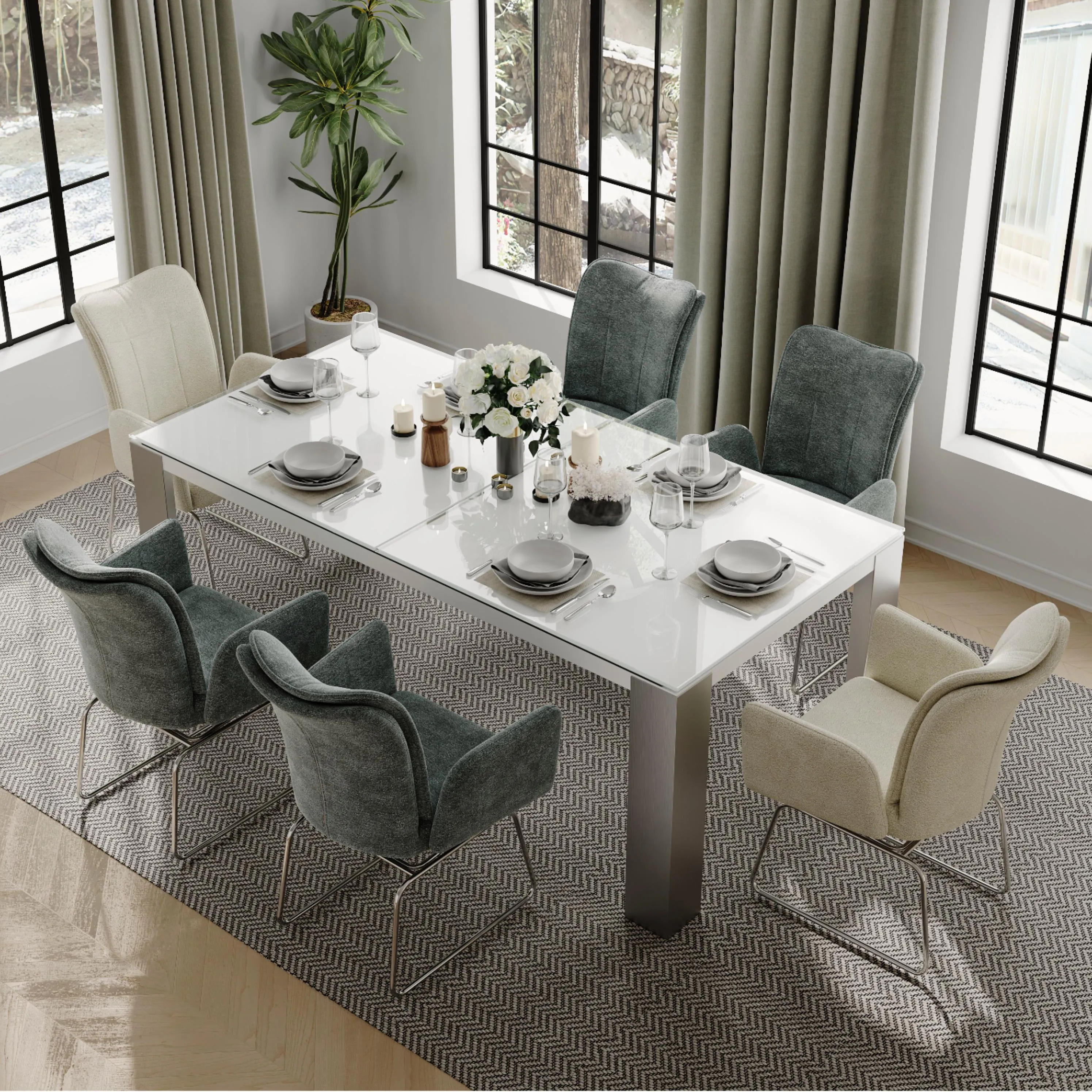 Modern Chenille Fabric Dining Chairs Modern Chenille Fabric Dining Chairs