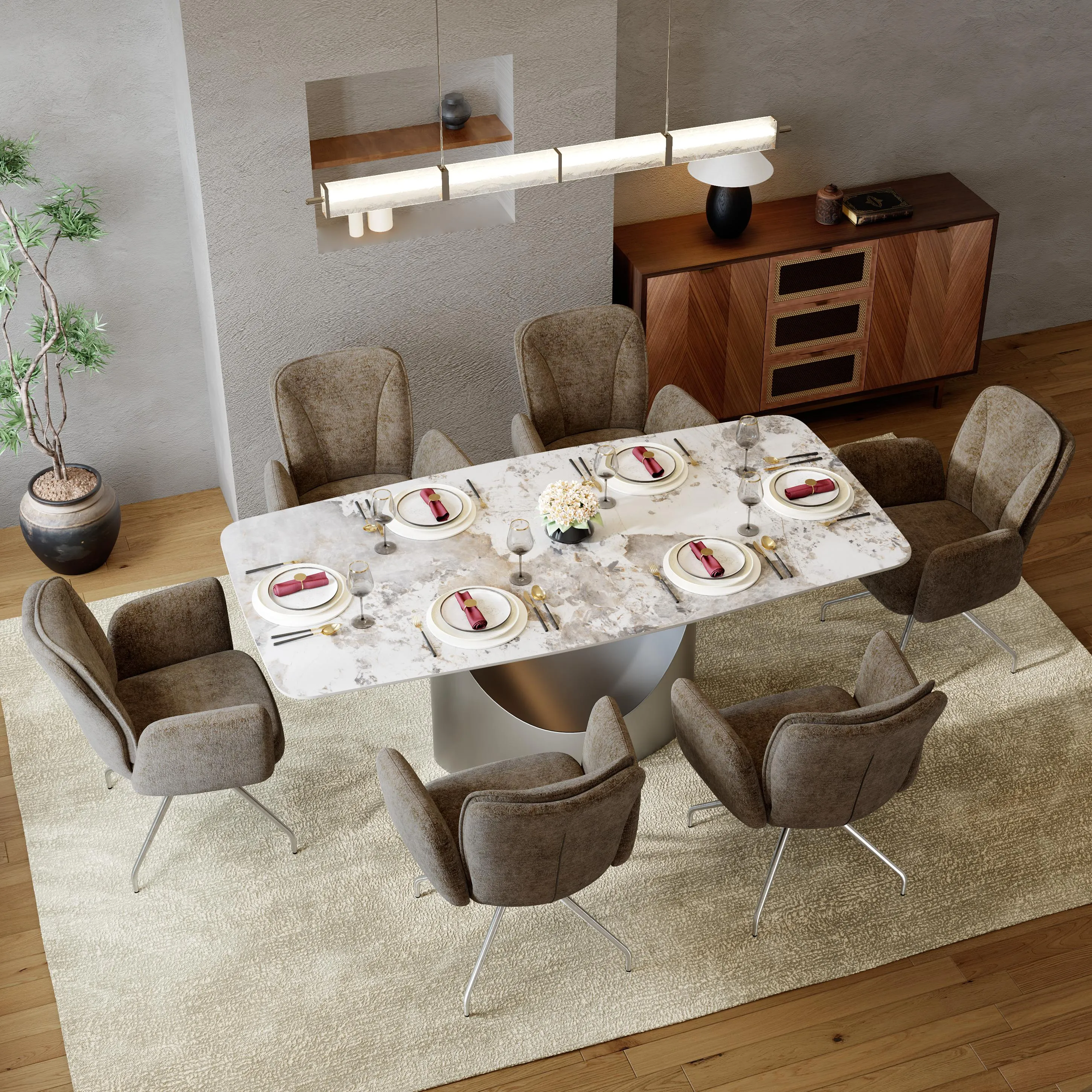 Modern Upholstered Swivel Dining Chair