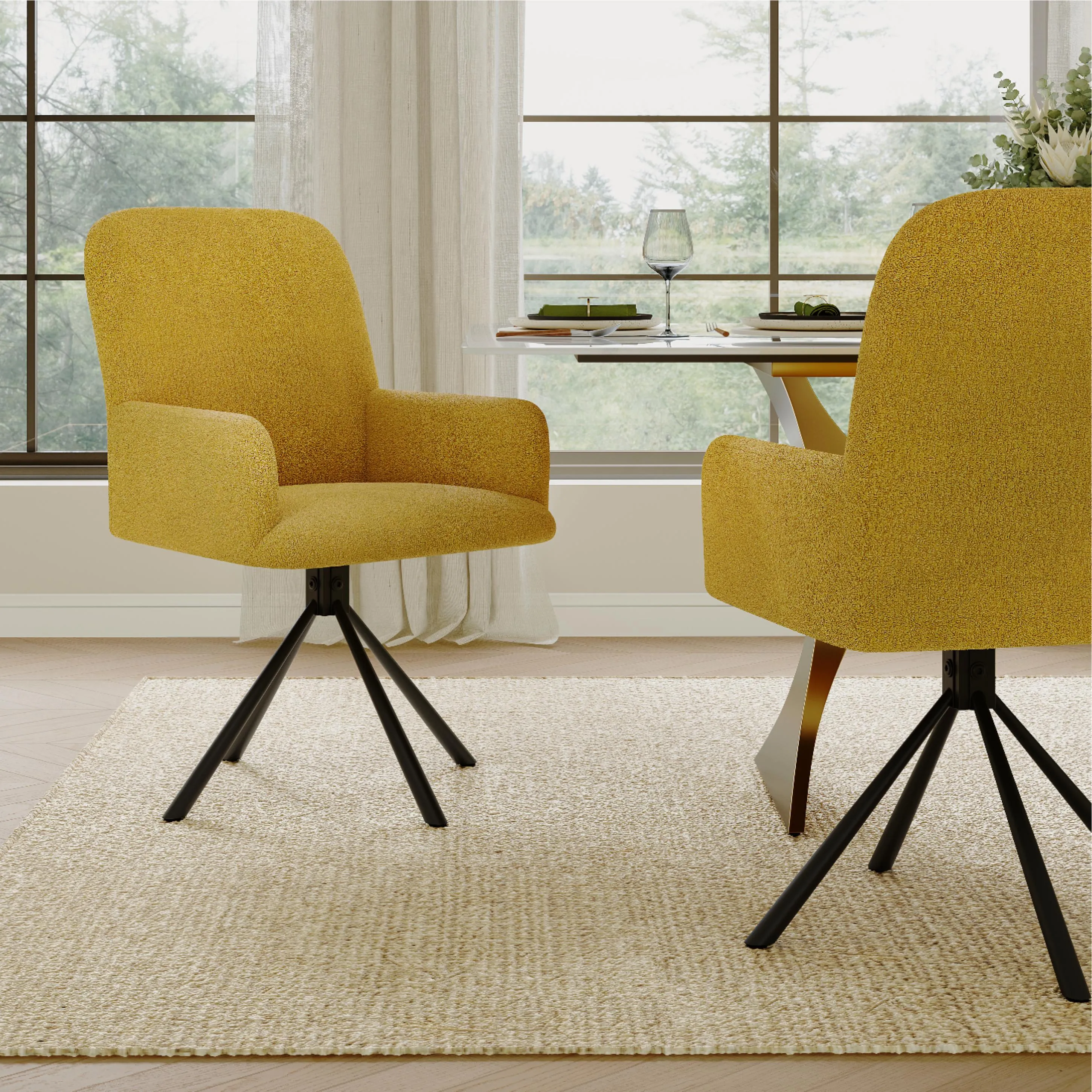 Modern Velvet Fabric Upholstered Dining