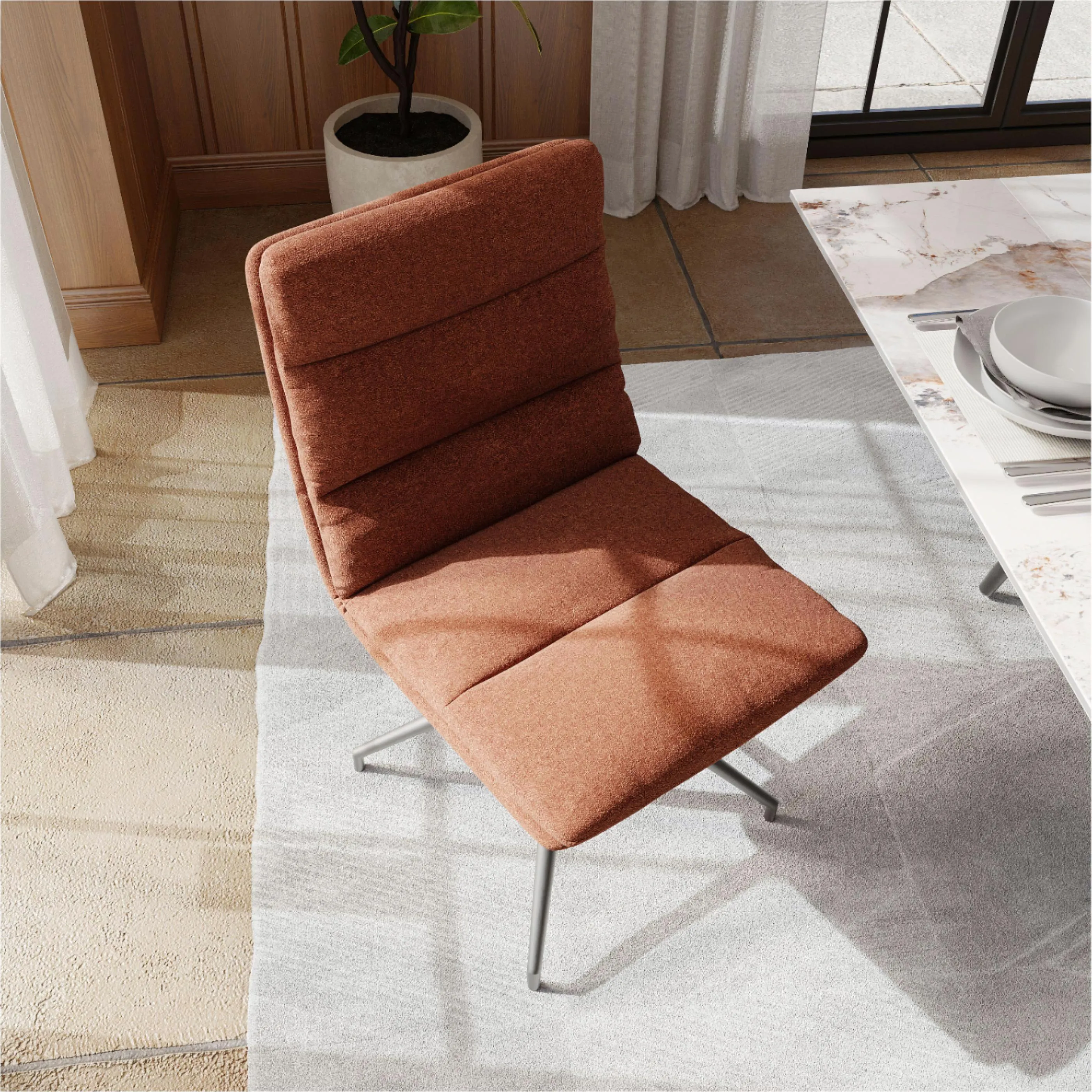 Modern Swivel Upholstered Dining Chairs 