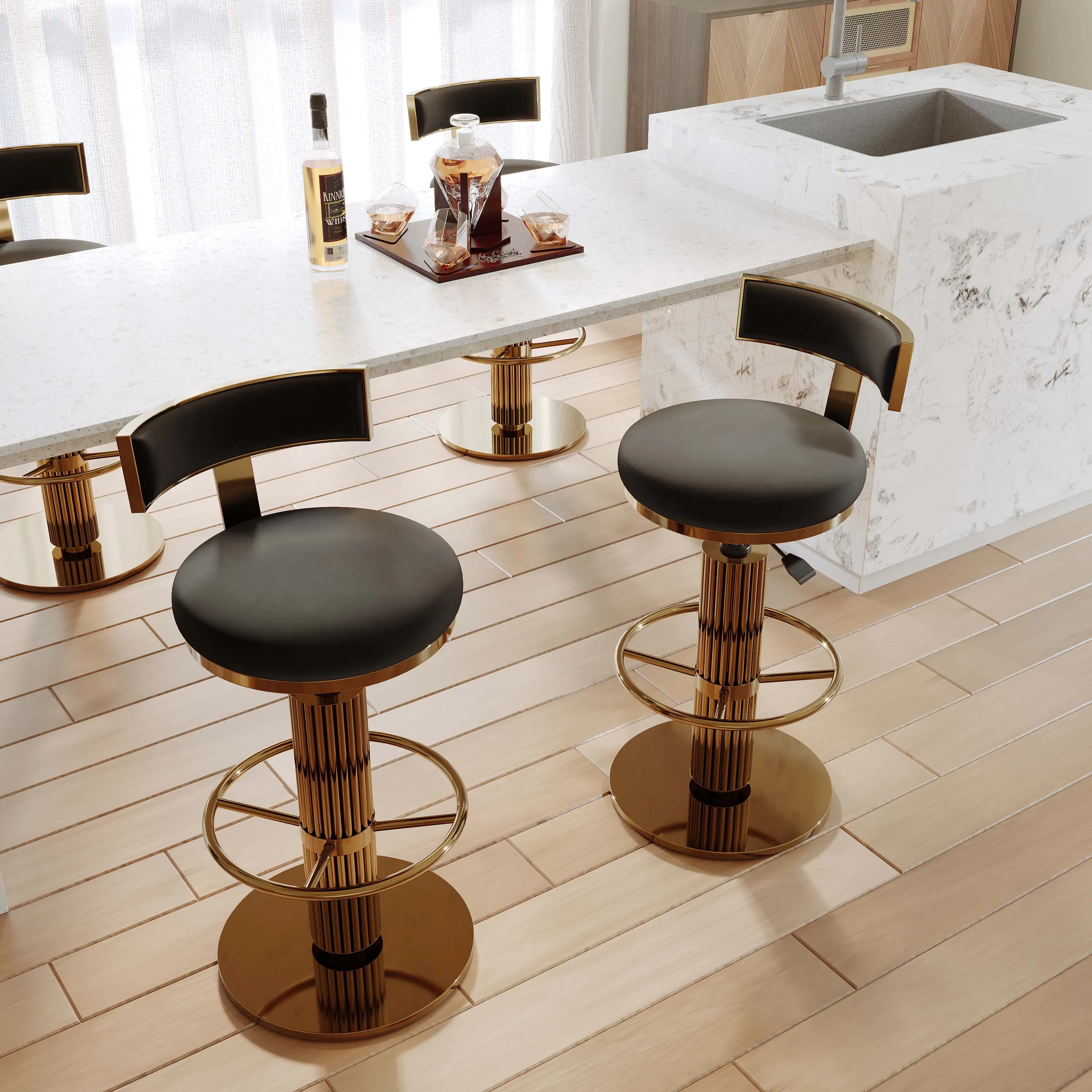 Modern Luxury Adjustable Height Bar Stools