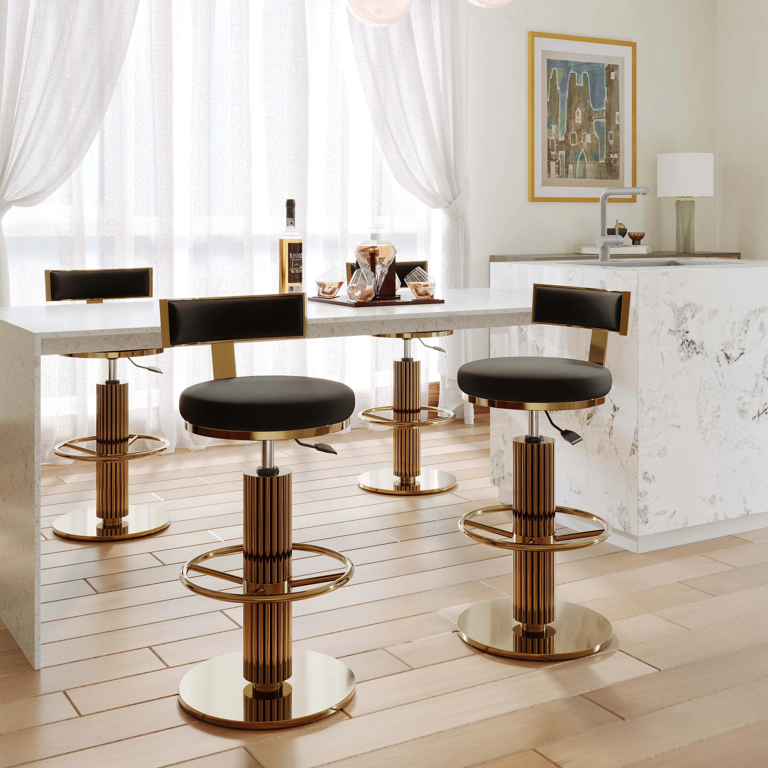 Modern Luxury Adjustable Height Bar Stools