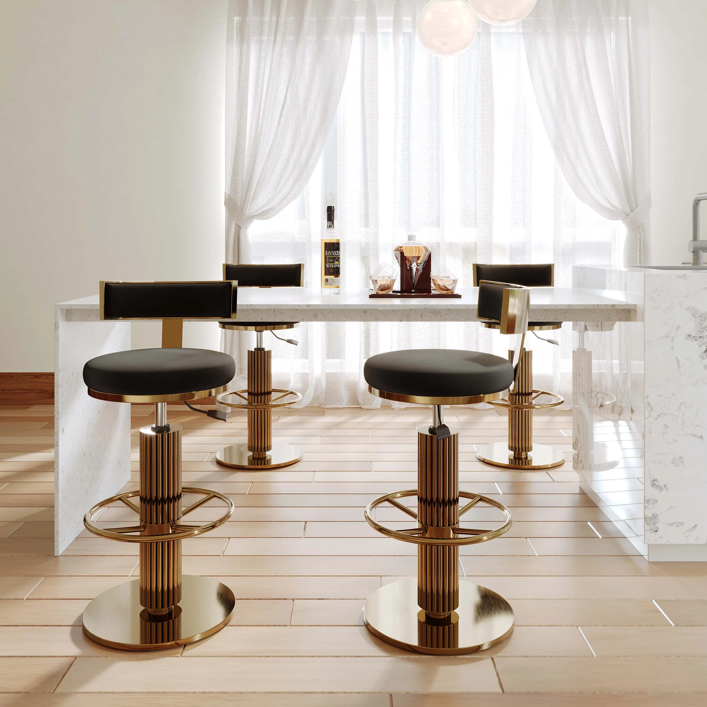 Modern Luxury Adjustable Height Bar Stools