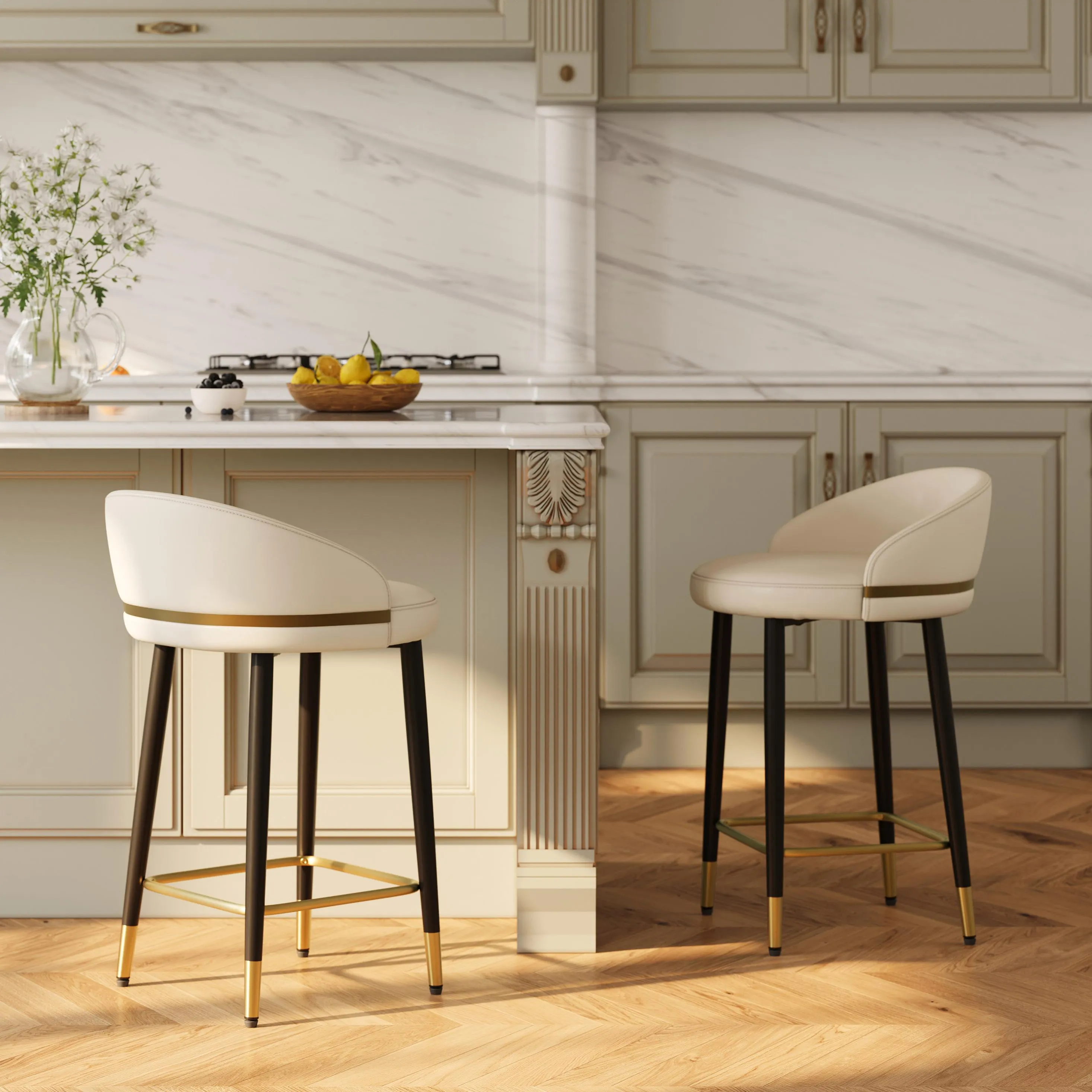 Modern Low Back Counter Height Bar Stools Set