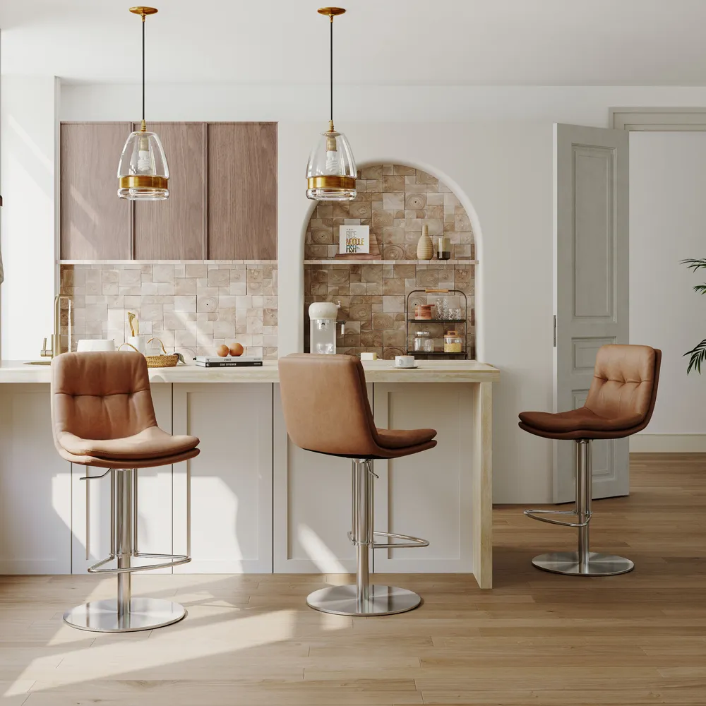 Modern Upholstered Height Adjustable Swivel Bar Stool