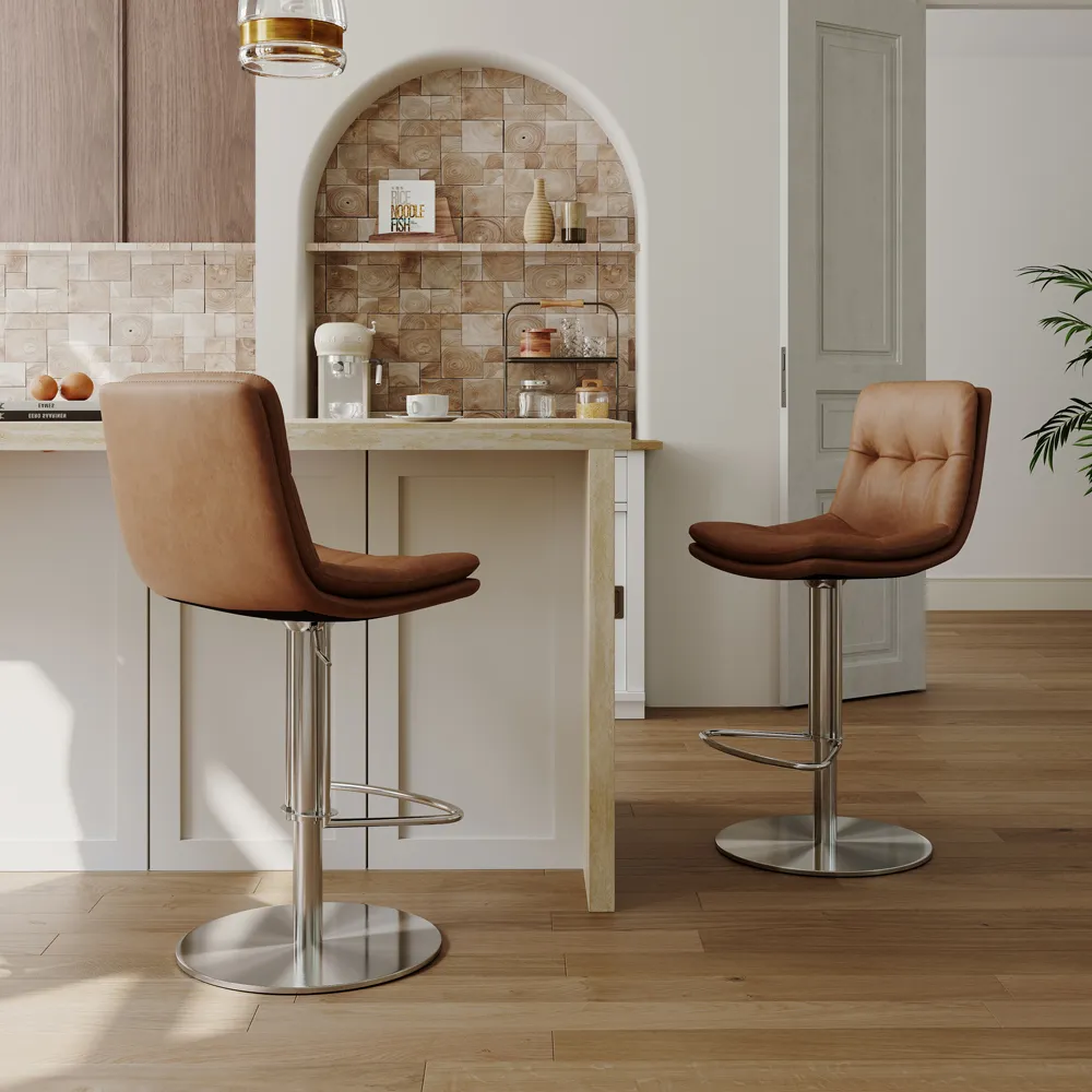 Modern Upholstered Height Adjustable Swivel Bar Stool