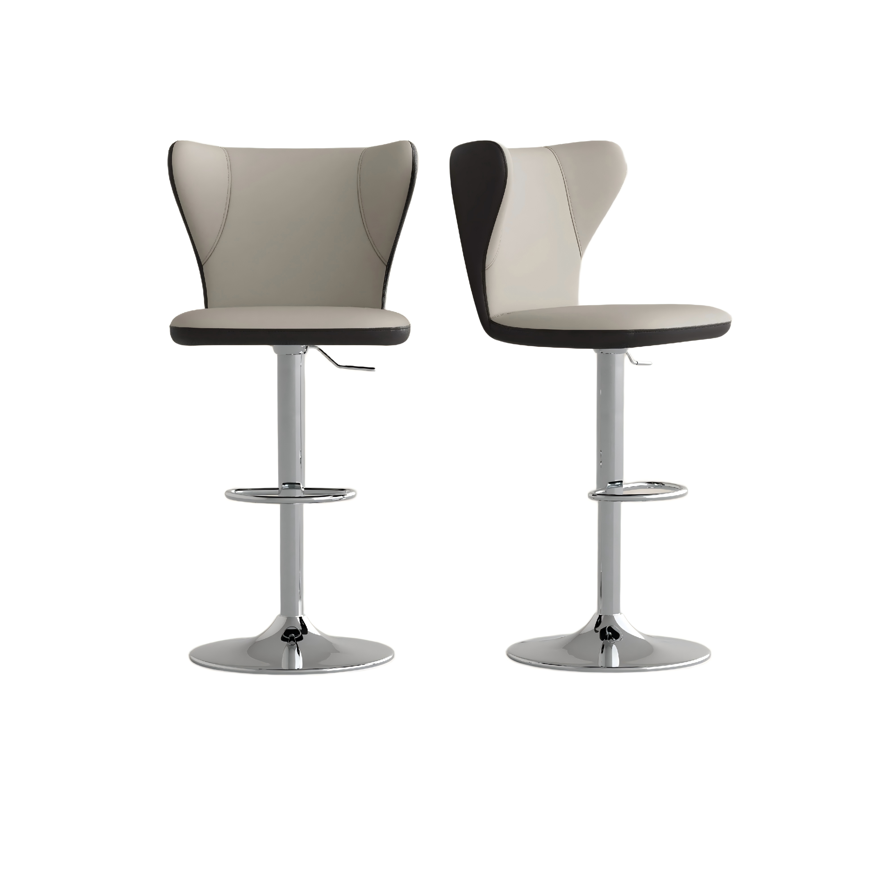 Modern Leather Height Adjustable Swivel Bar Stools
