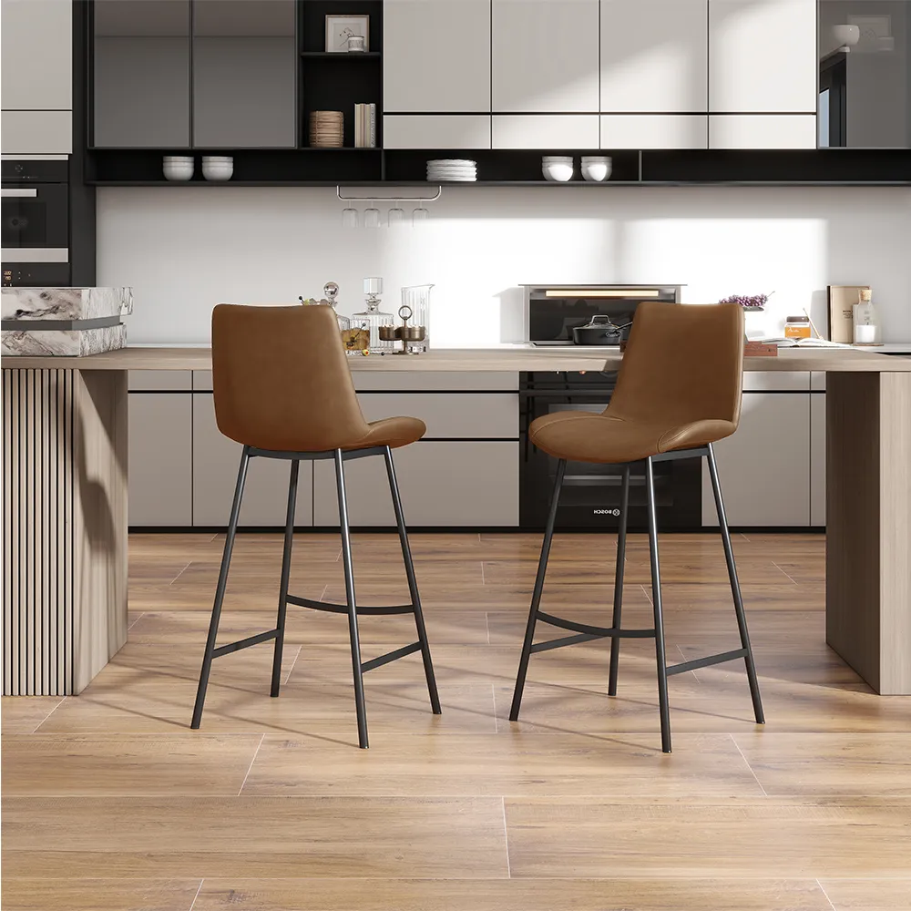 Modern Minimalist Bar Height Faux Leather Bar Stools Modern Minimalist Bar Height Faux Leather Bar Stools