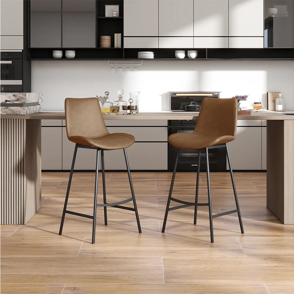 Modern Minimalist Bar Height Faux Leather Bar Stools Modern Minimalist Bar Height Faux Leather Bar Stools