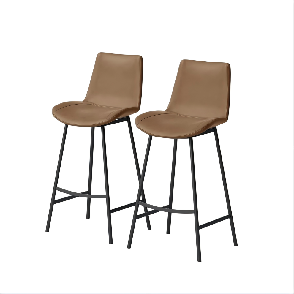Modern Minimalist Bar Height Faux Leather Bar Stools 