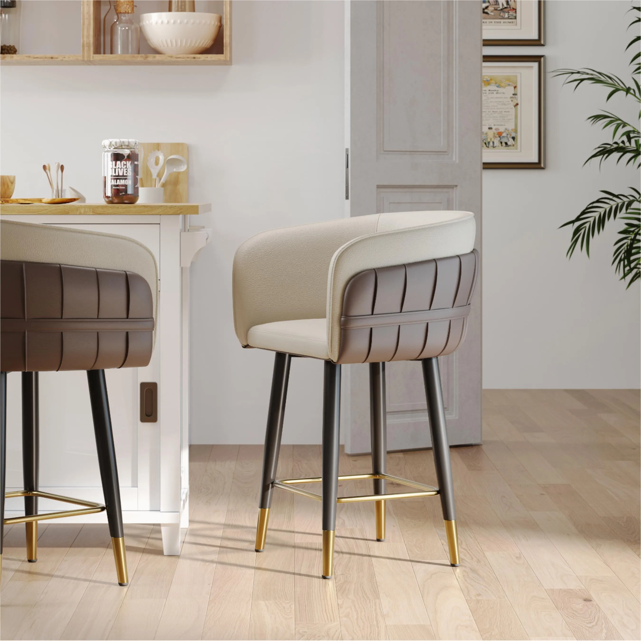 Modern Upholstered Counter Height Bar Stools