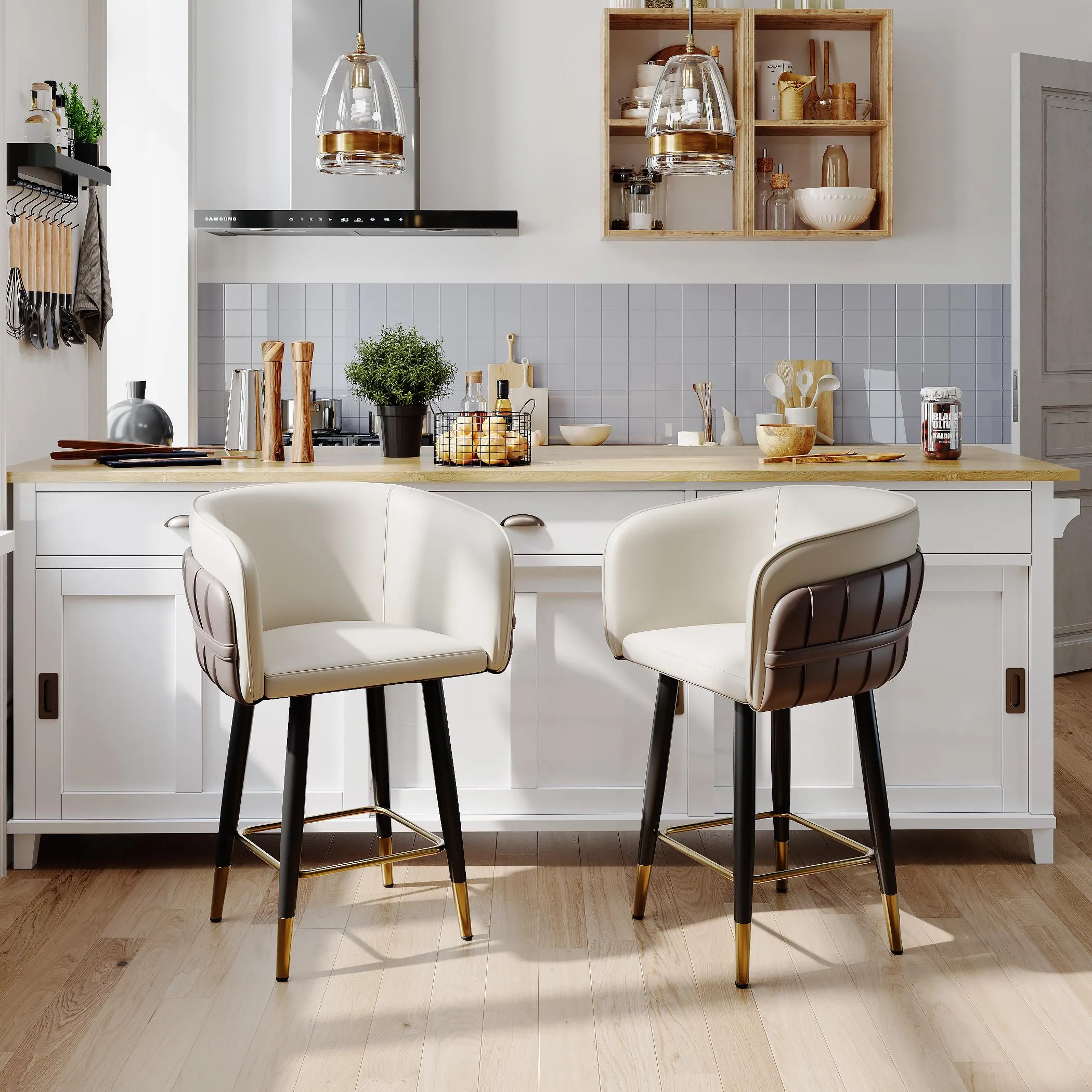 Modern Upholstered Counter Height Bar Stools