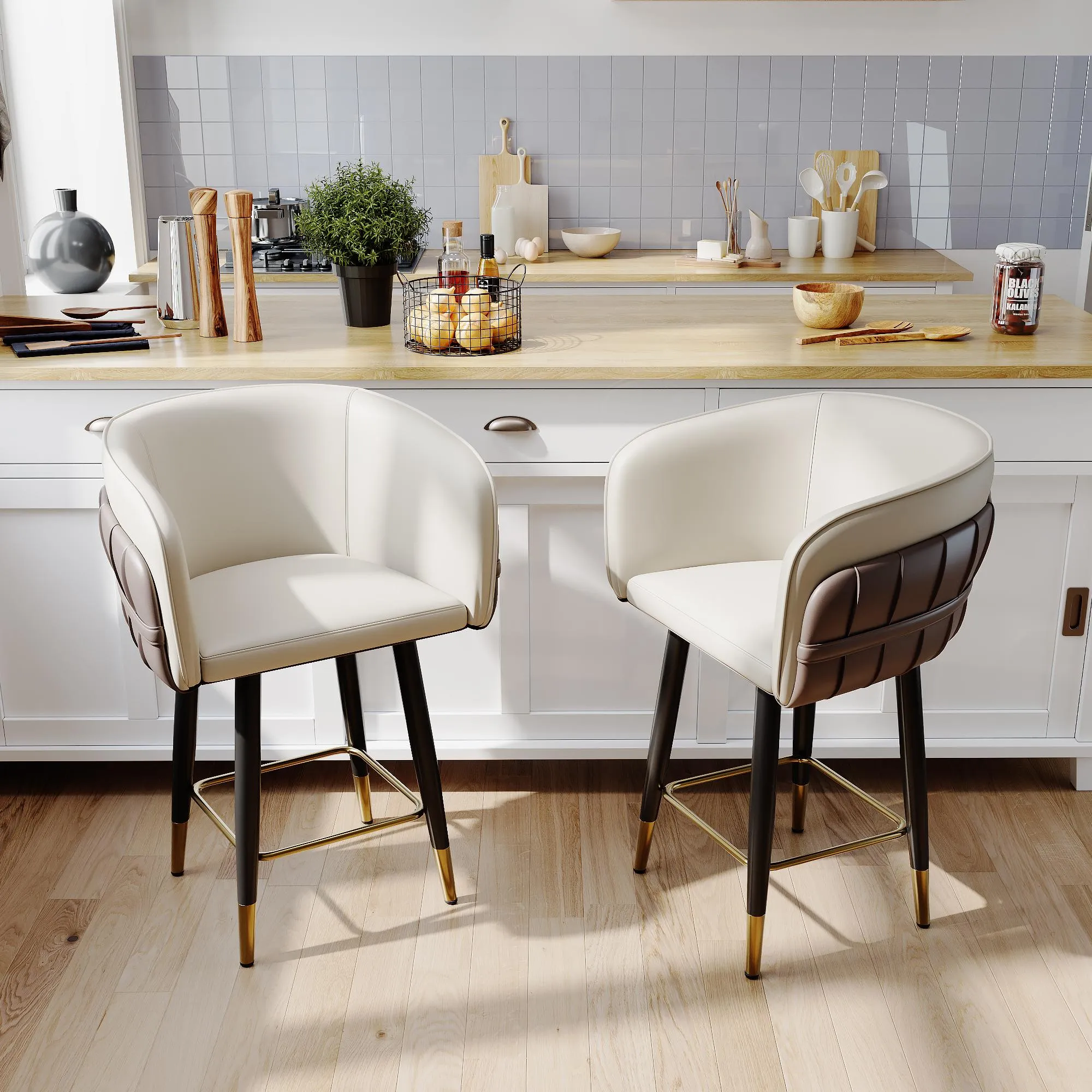 Modern Upholstered Counter Height Bar Stools
