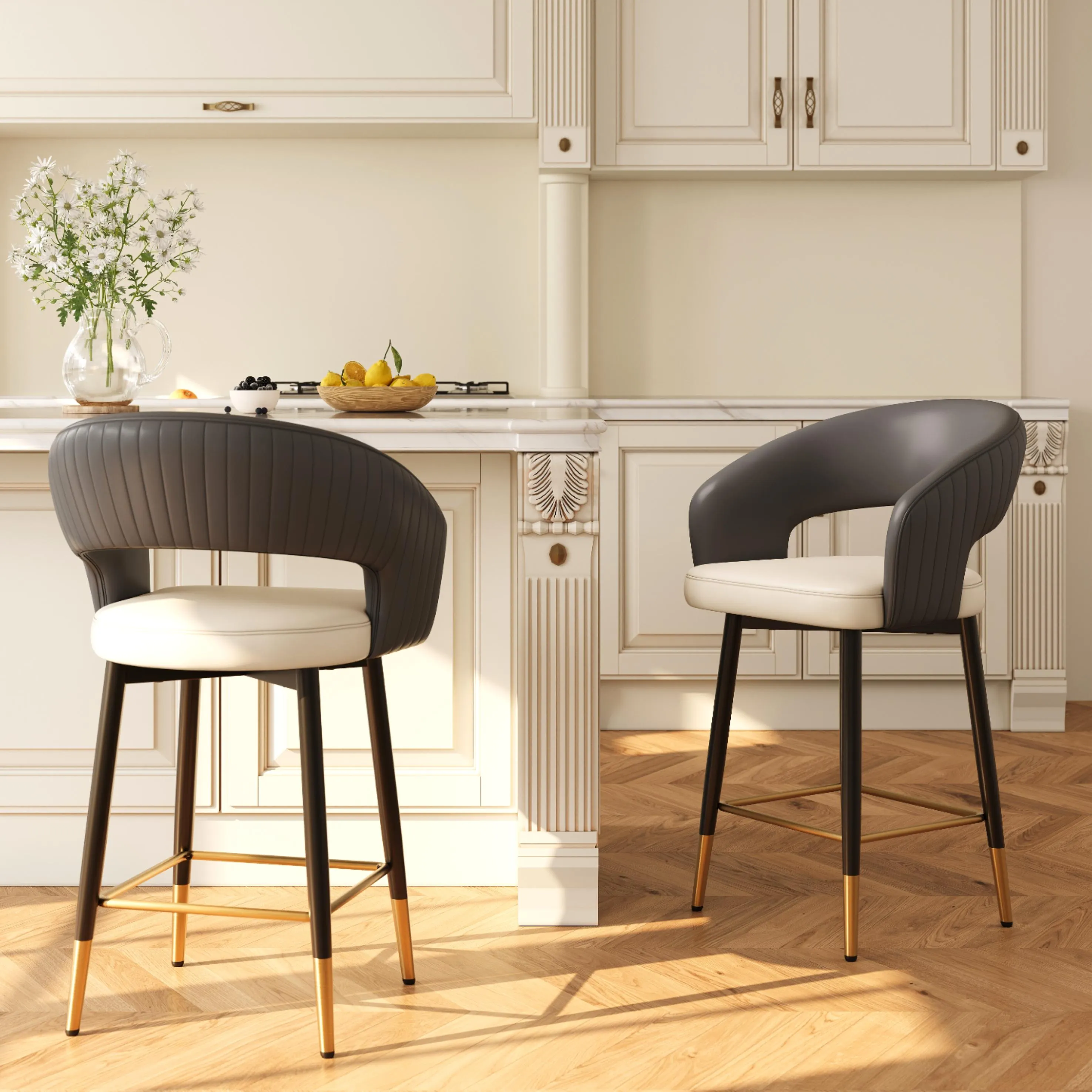 Modern Cutout Back Counter Height Bar Stools 