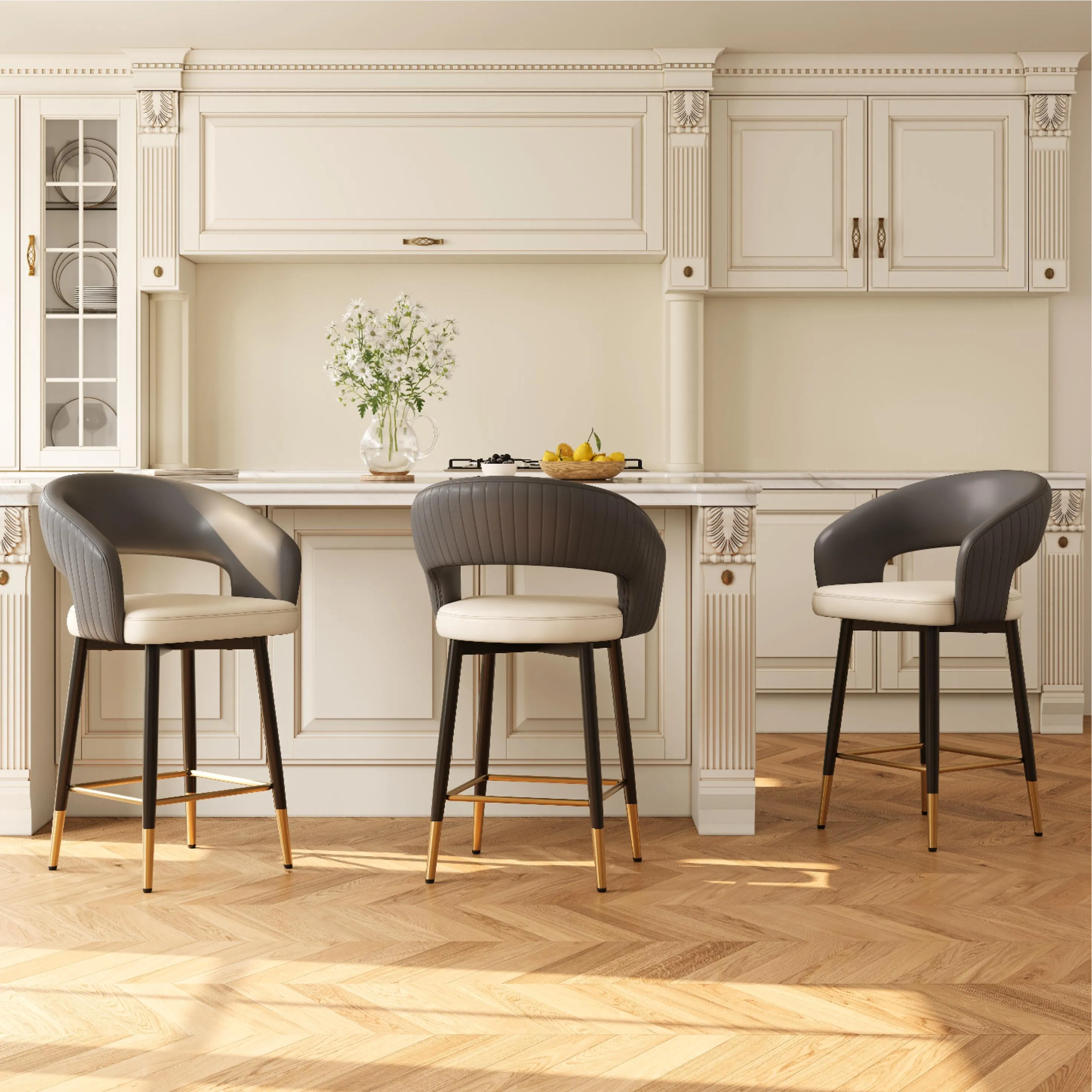 Modern Cutout Back Counter Height Bar Stools 