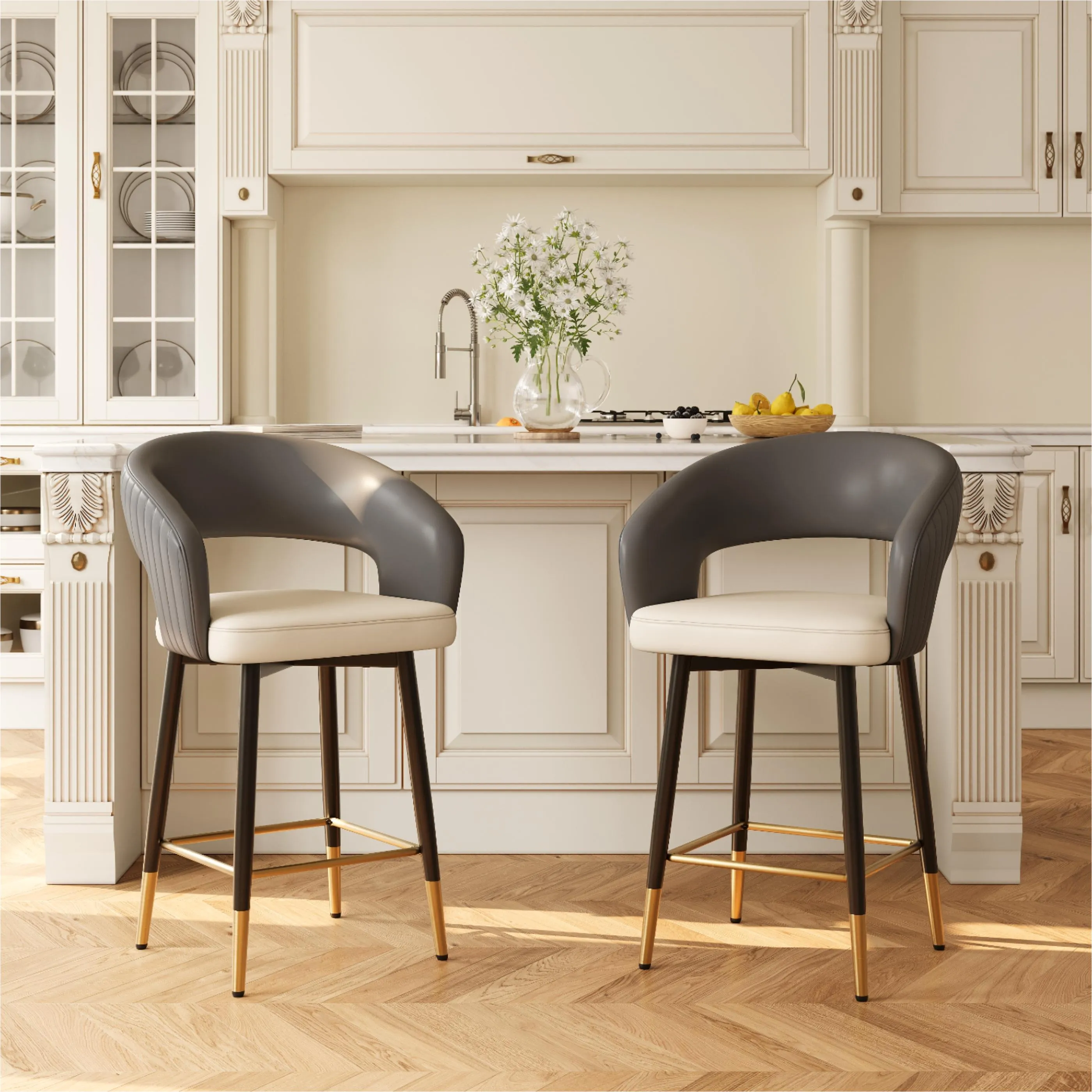 Modern Cutout Back Counter Height Bar Stools 