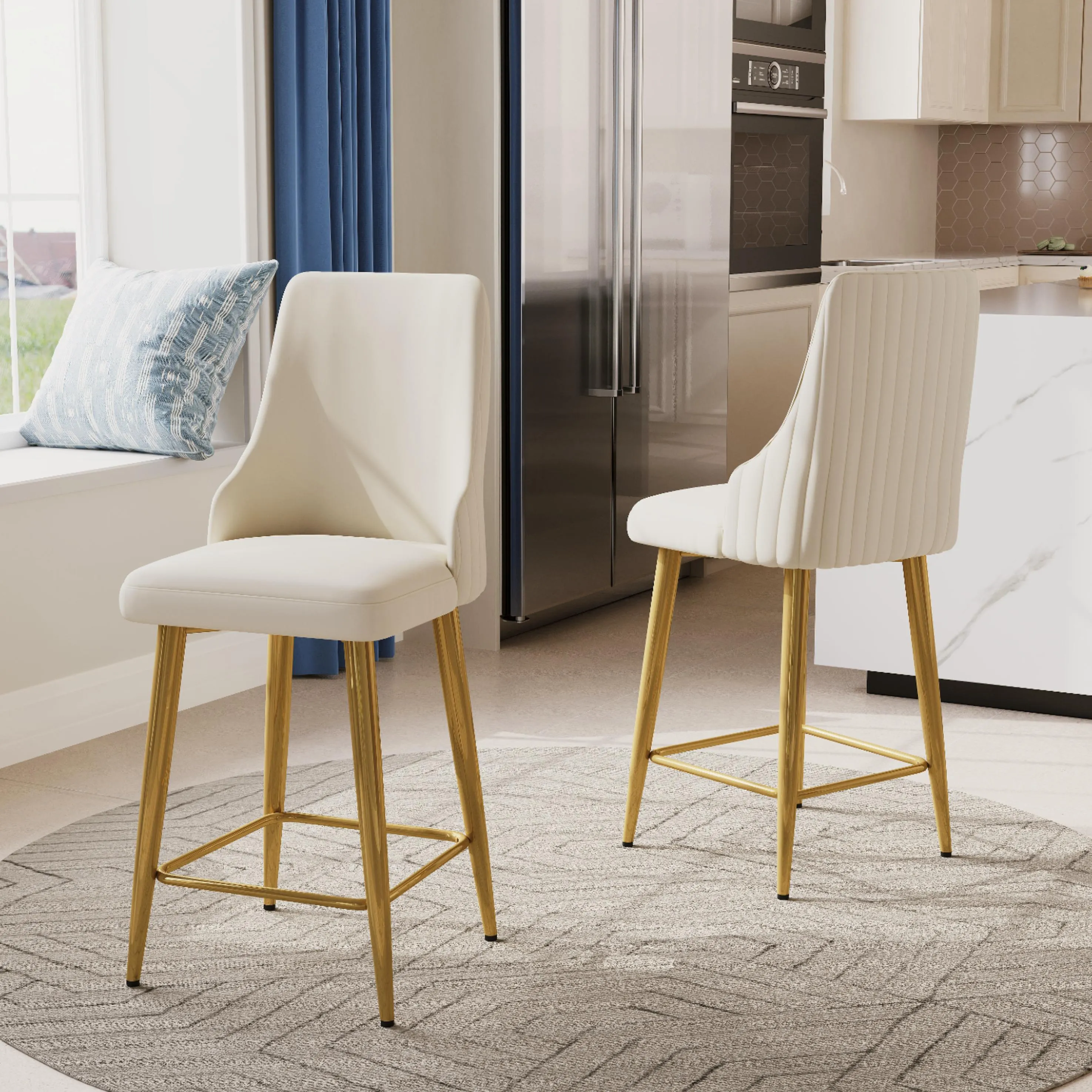 Modern Upholstered Counter Height Bar Stools