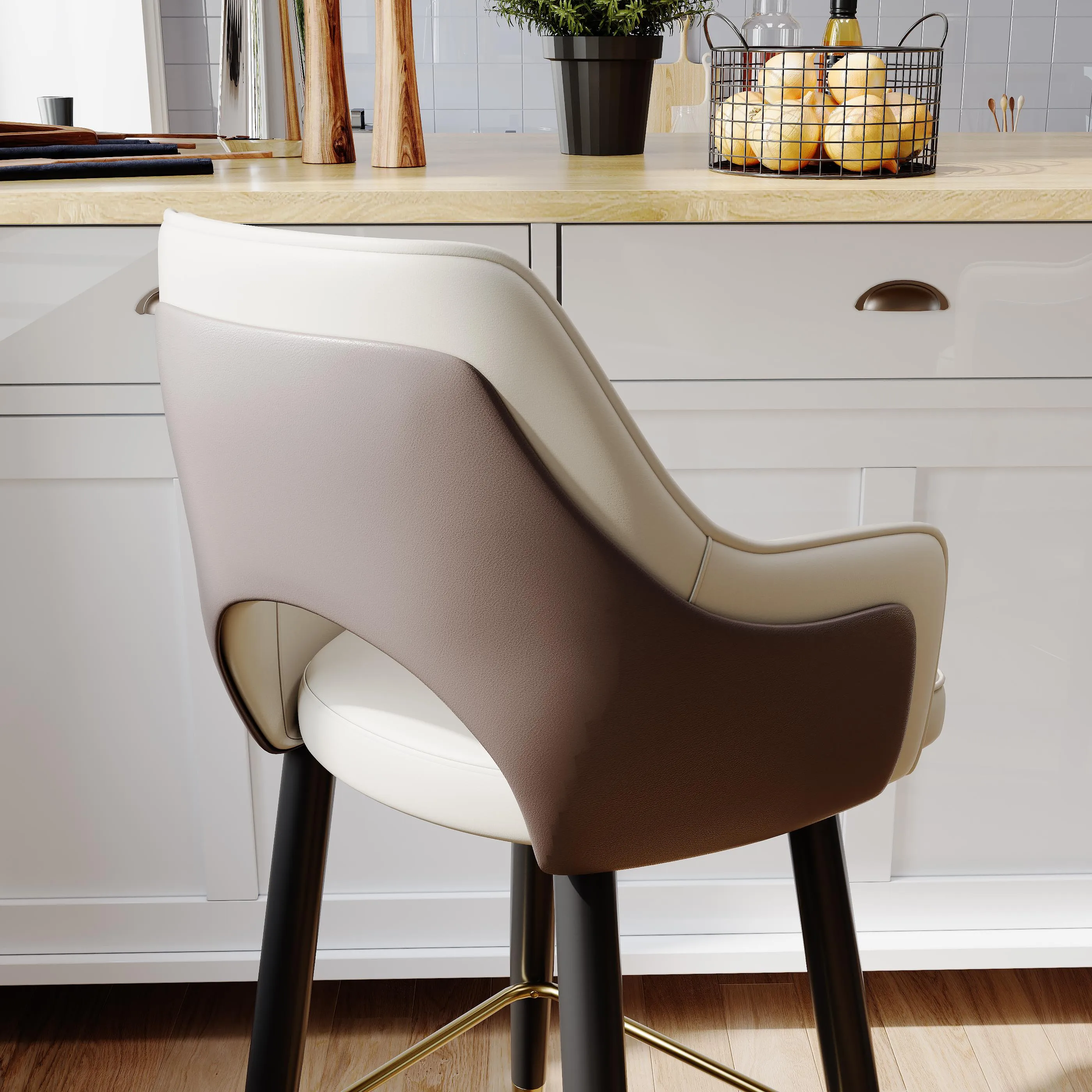 Modern Bar Height Faux Leather Bar Stools