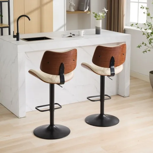 Mid-Century Modern Adjustable Swivel Bar Stools