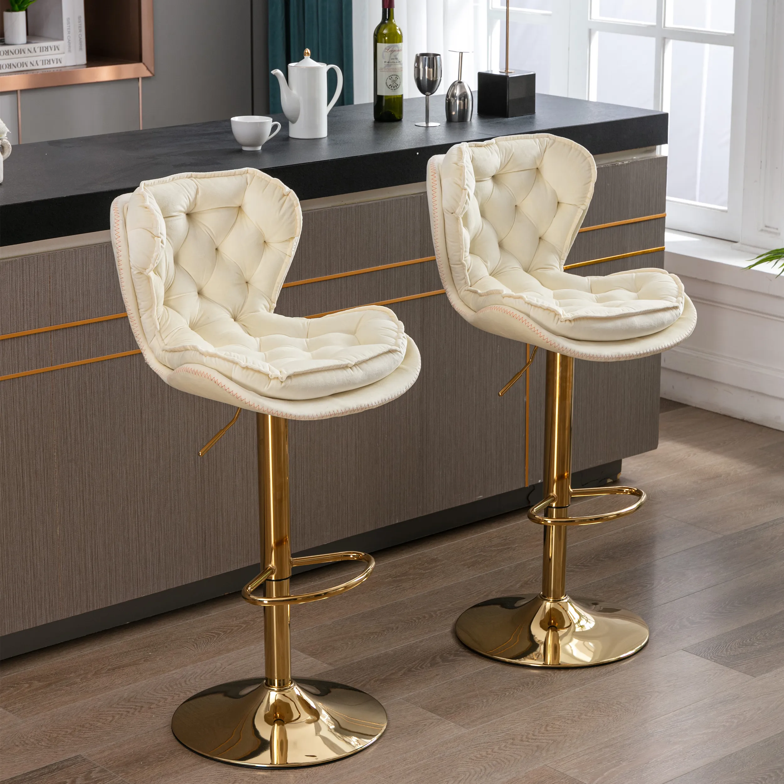 Modern Velvet Adjustable Bar Stools Modern Velvet Adjustable Bar Stools