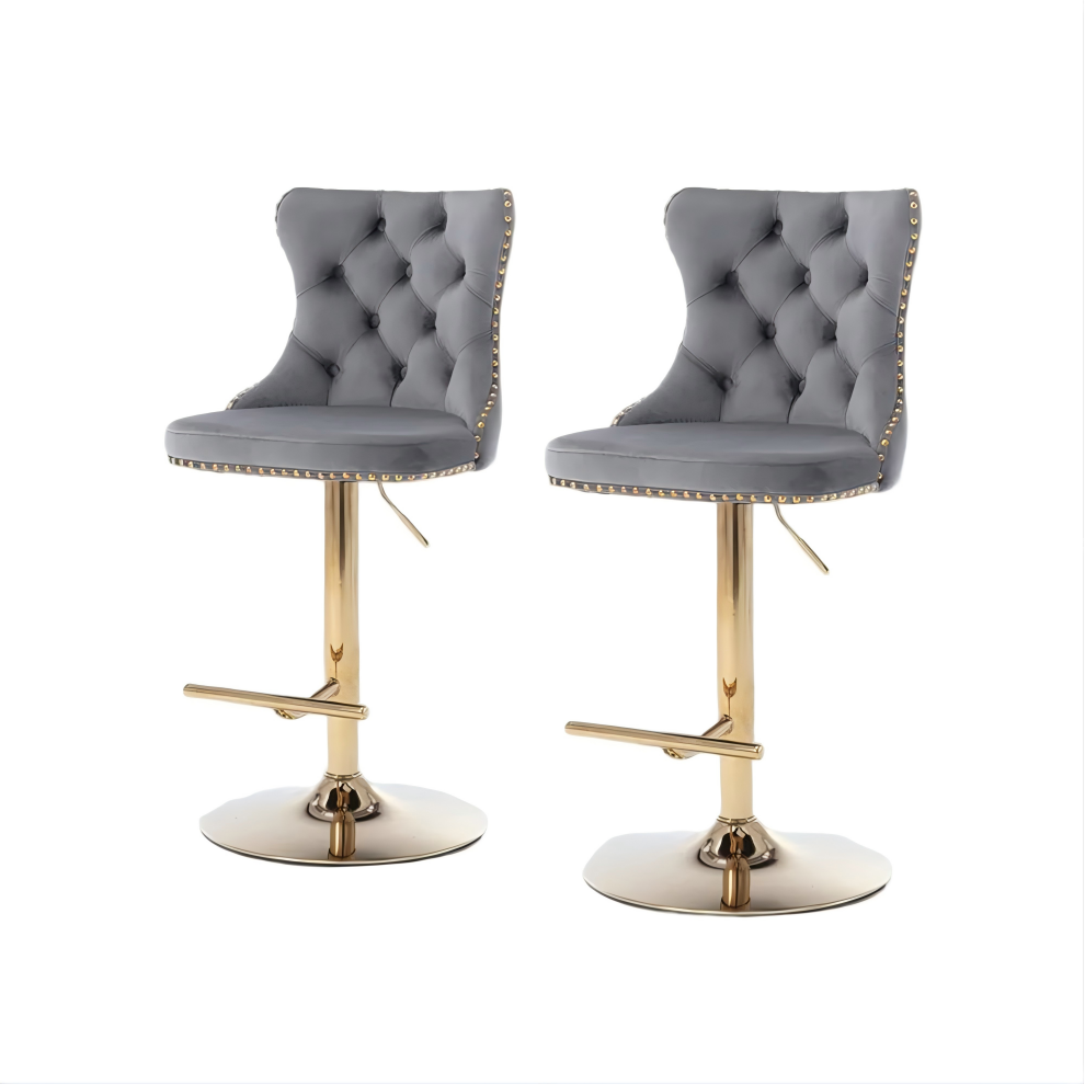 Modern Luxury Adjustable Height Swivel Upholstered Bar Stools