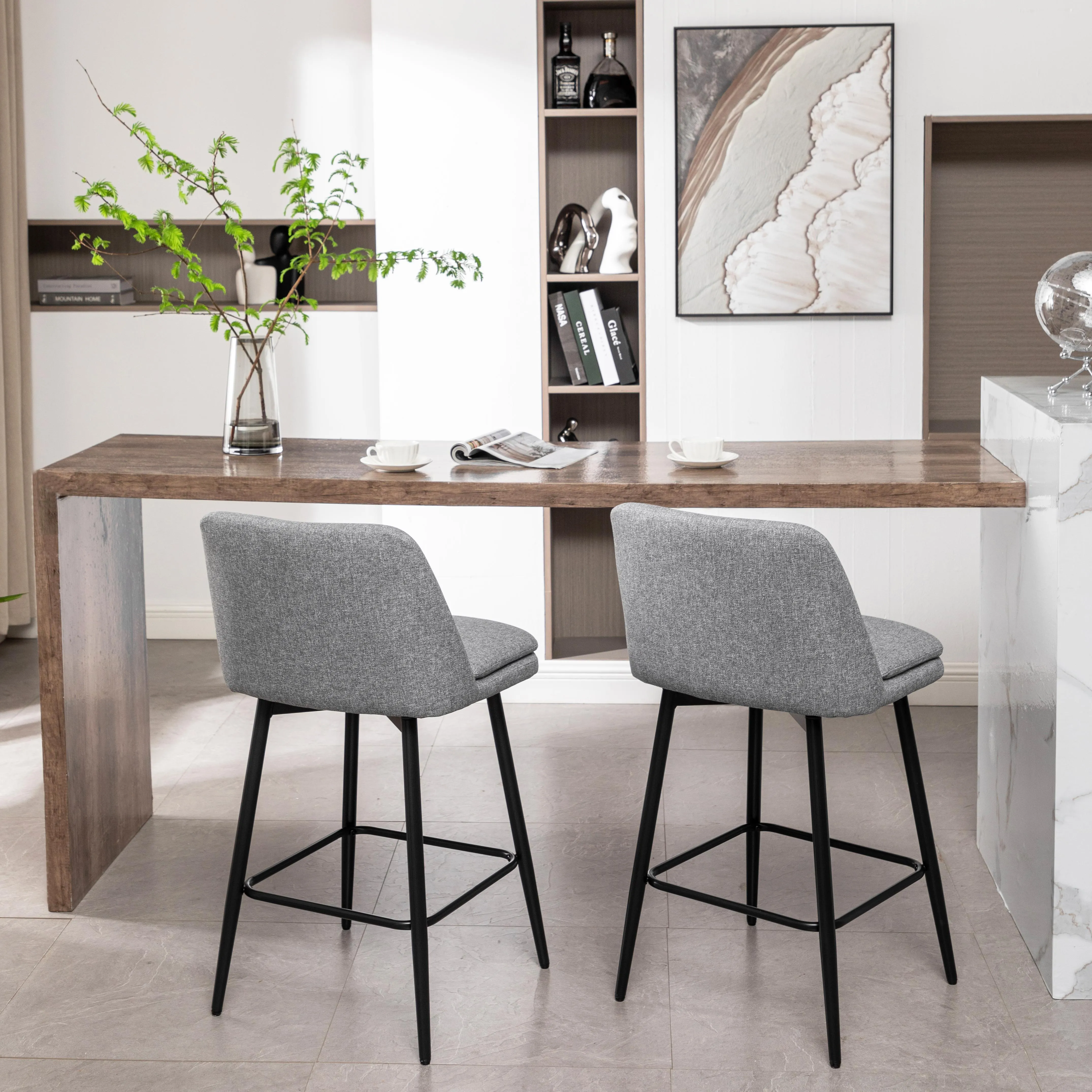 Modern Minimalism Counter Height Swivel Faux Leather Bar Stools Modern Minimalism Counter Height Swivel Faux Leather Bar Stools