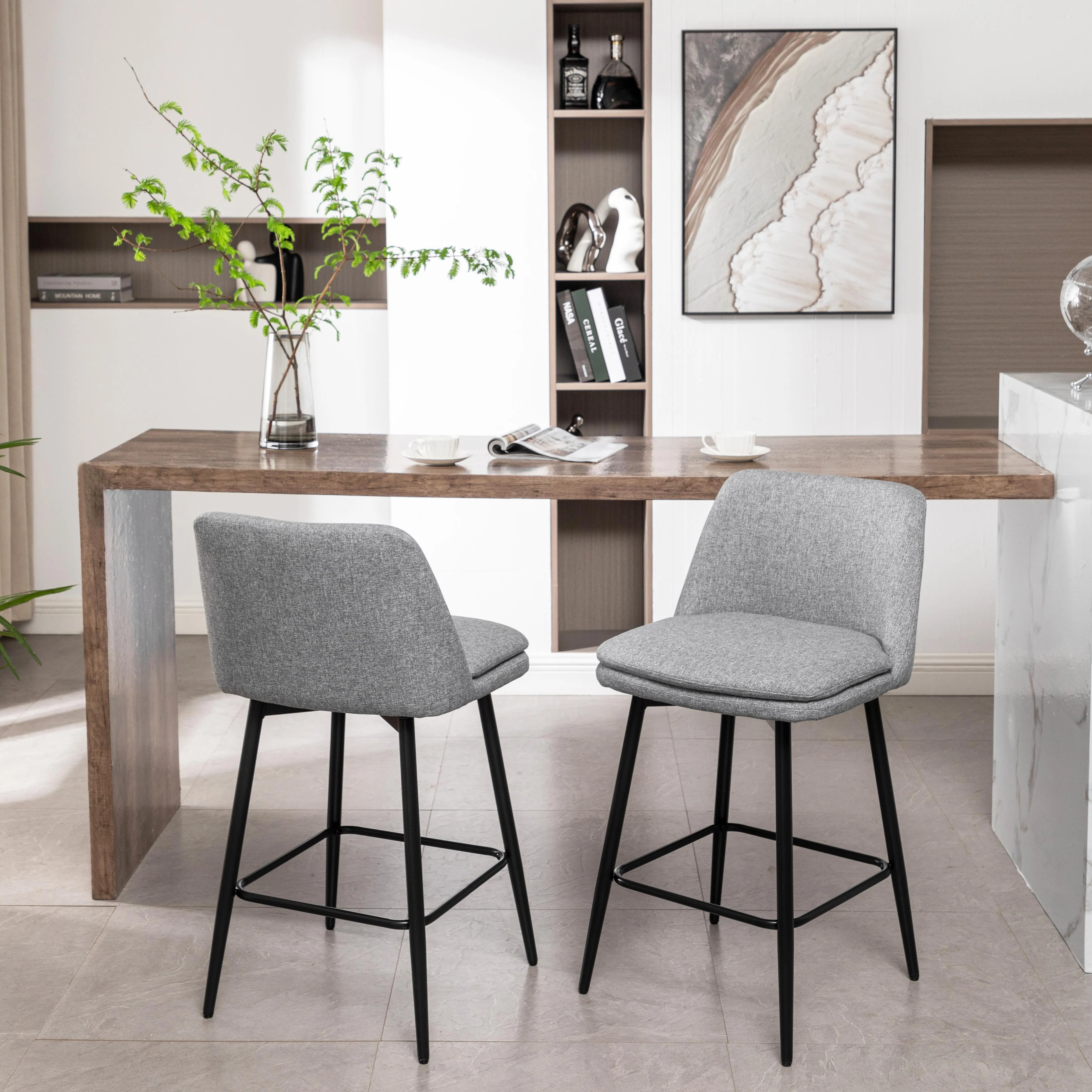 Modern Minimalism Counter Height Swivel Faux Leather Bar Stools Modern Minimalism Counter Height Swivel Faux Leather Bar Stools